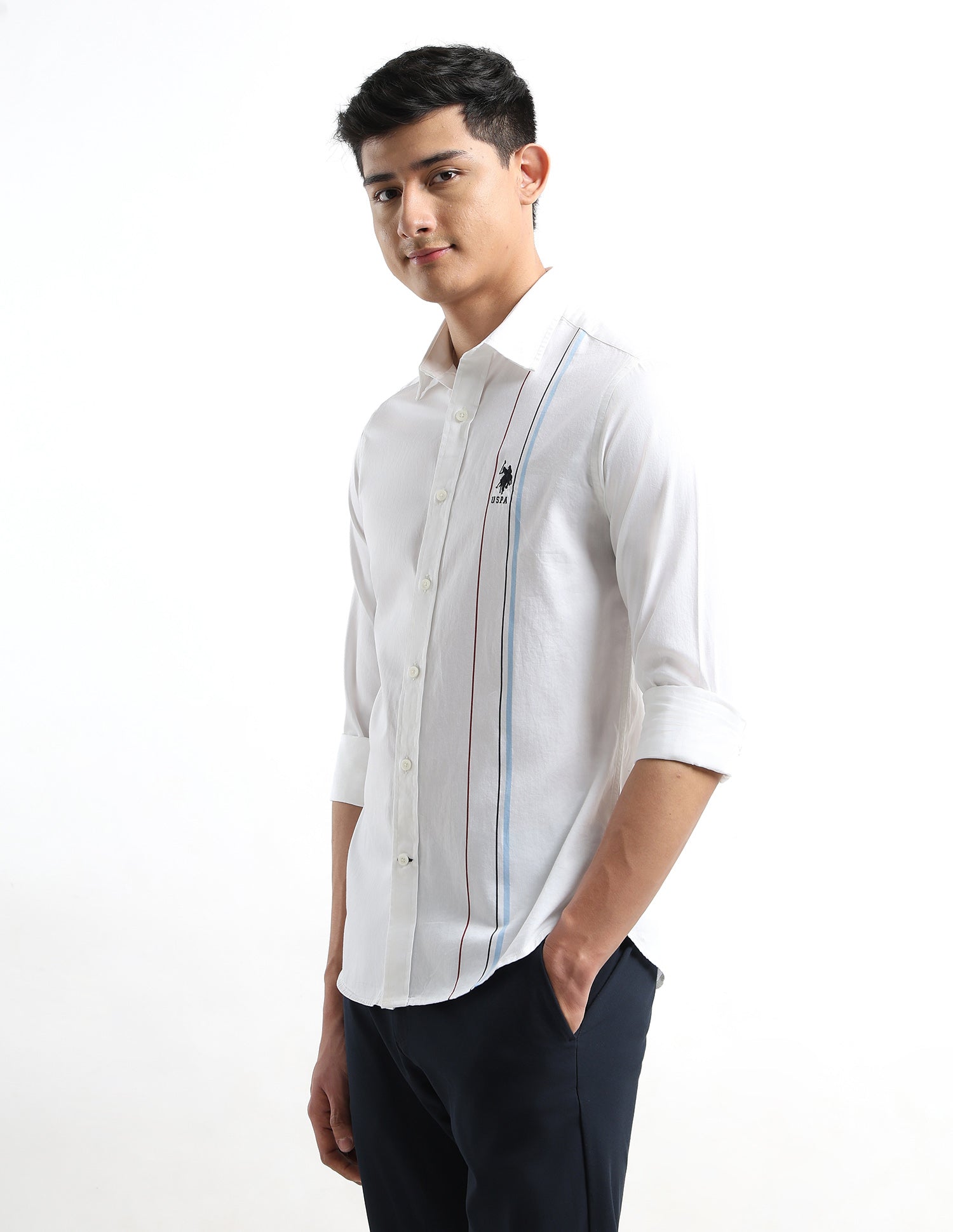 Twill Tailored Fit Shirt White - U.S. Polo Assn. India | Large
