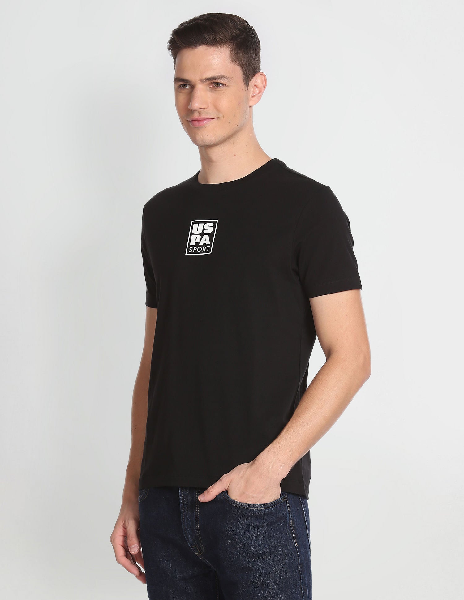 Crew Neck Slim Fit T-Shirt Black - U.S. POLO ASSN. | Large