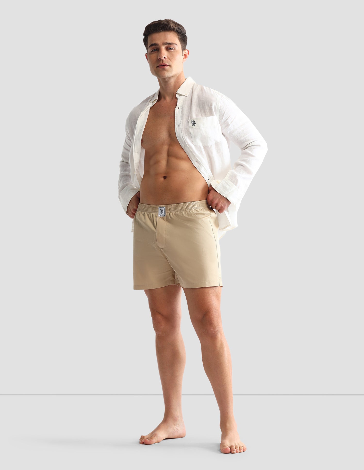 Camouflage Printed Cotton OEX10 Boxers - Pack Of 2 Beige Camo and Beige - U.S. POLO ASSN. | Large