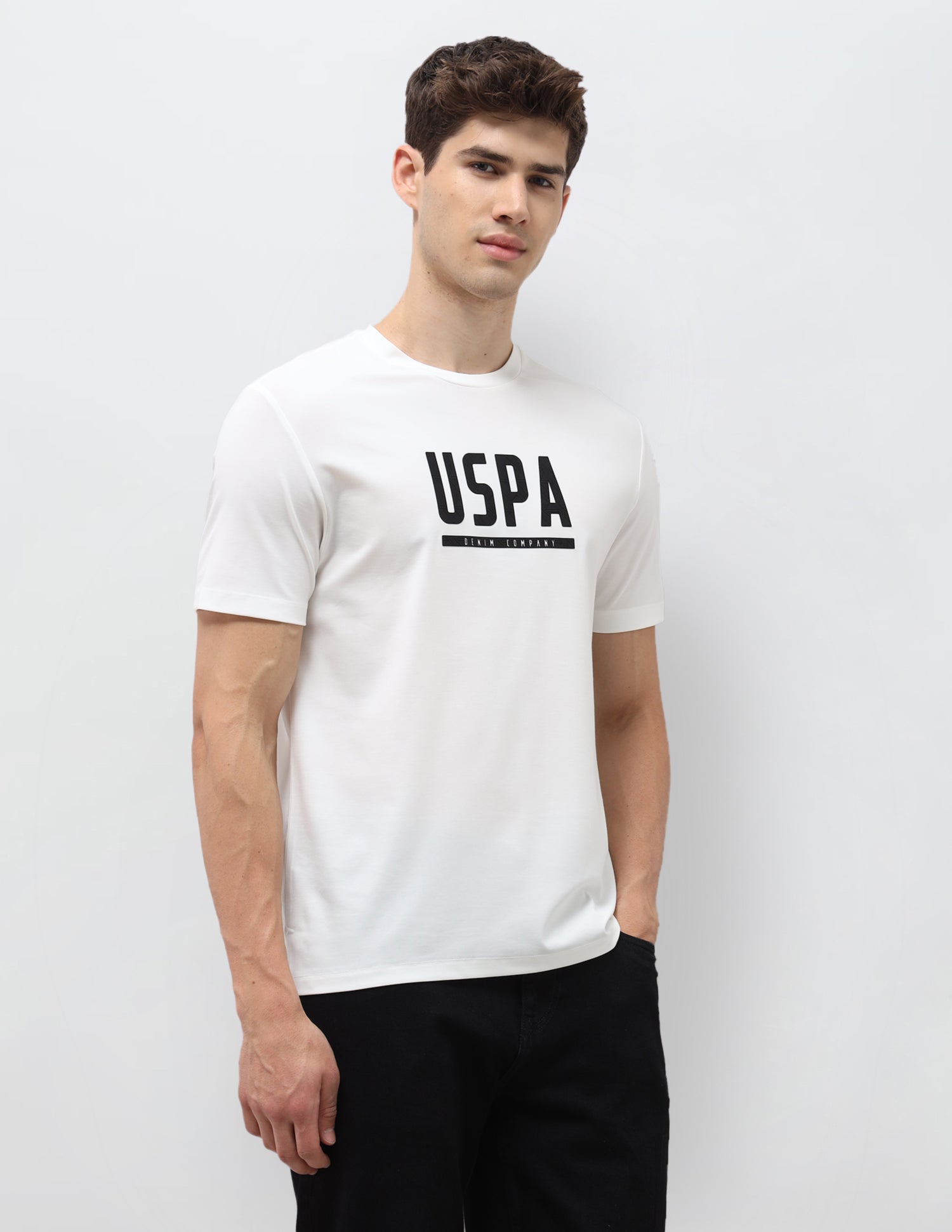 Brand Printed Slim Fit T-Shirt Ivory - U.S. Polo Assn. India | Large