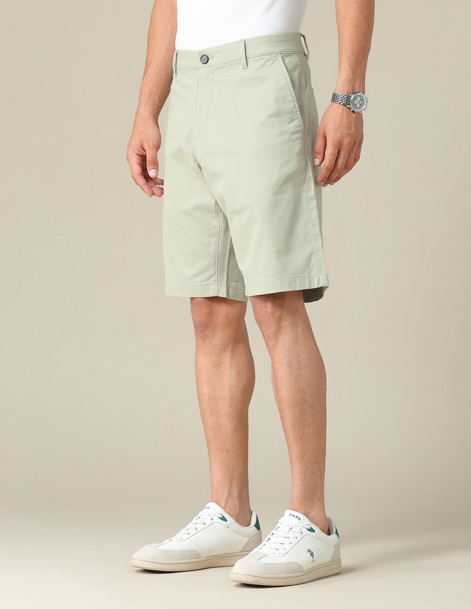 Solid Slim Fit Shorts Sage - U.S. POLO ASSN. | Large