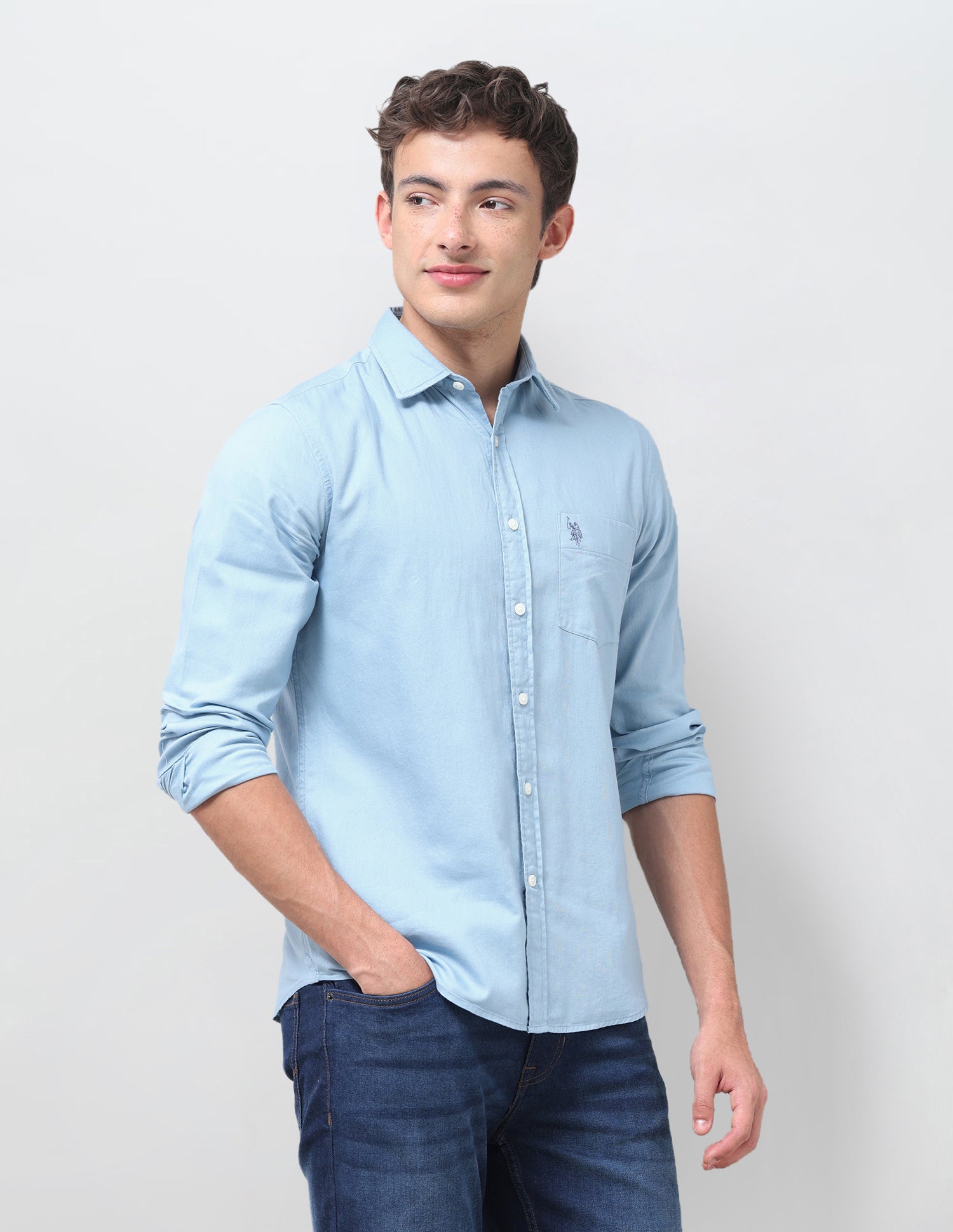 Solid Tailored Fit Shirt Blue - U.S. Polo Assn. India | Large