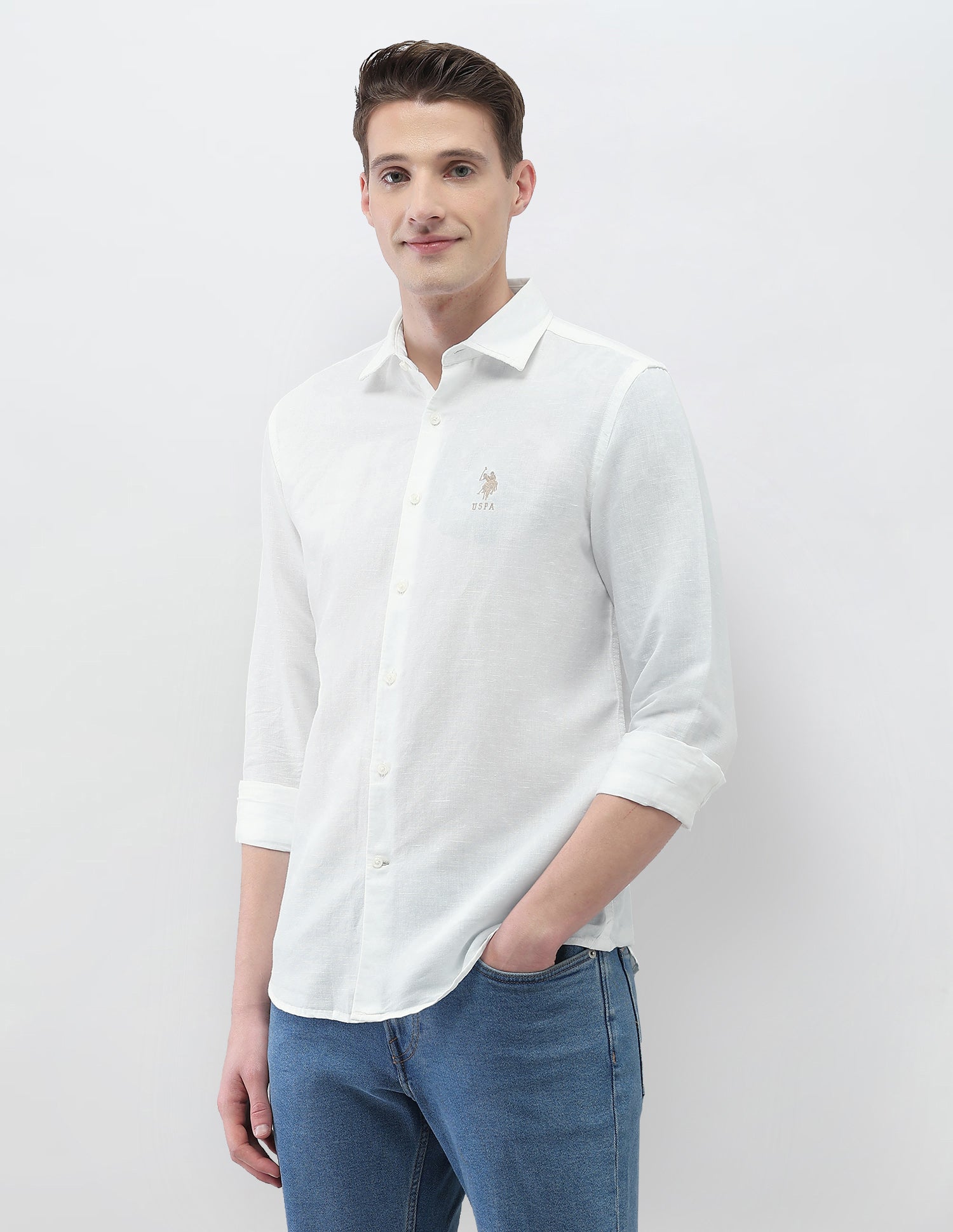 Solid Motel On The Coast Shirt White - U.S. Polo Assn. India | Large