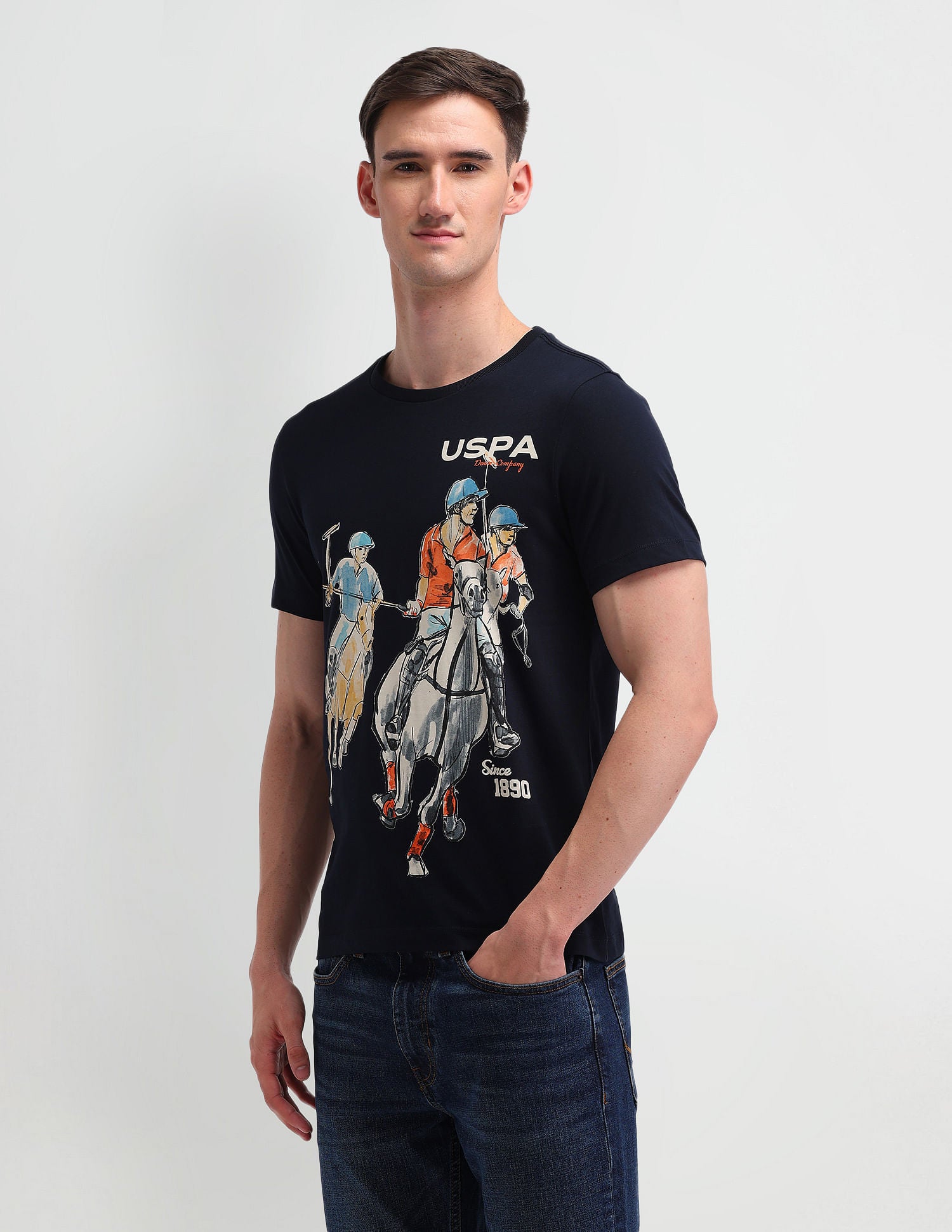 Muscle Fit Brand Print T-Shirt Navy - U.S. POLO ASSN. | Large