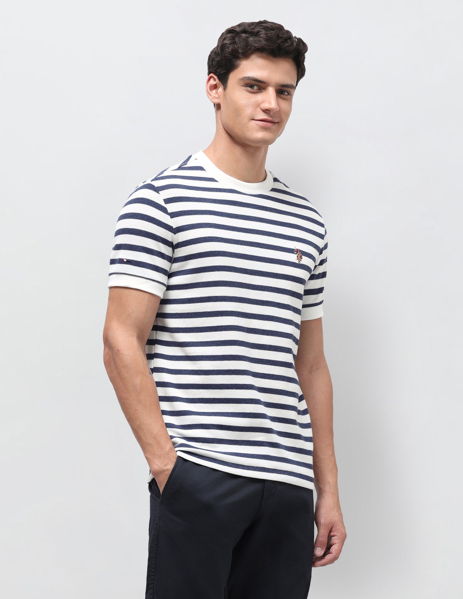 Horizontal Striped Slim Fit T-Shirt Navy - U.S. Polo Assn. India | Large