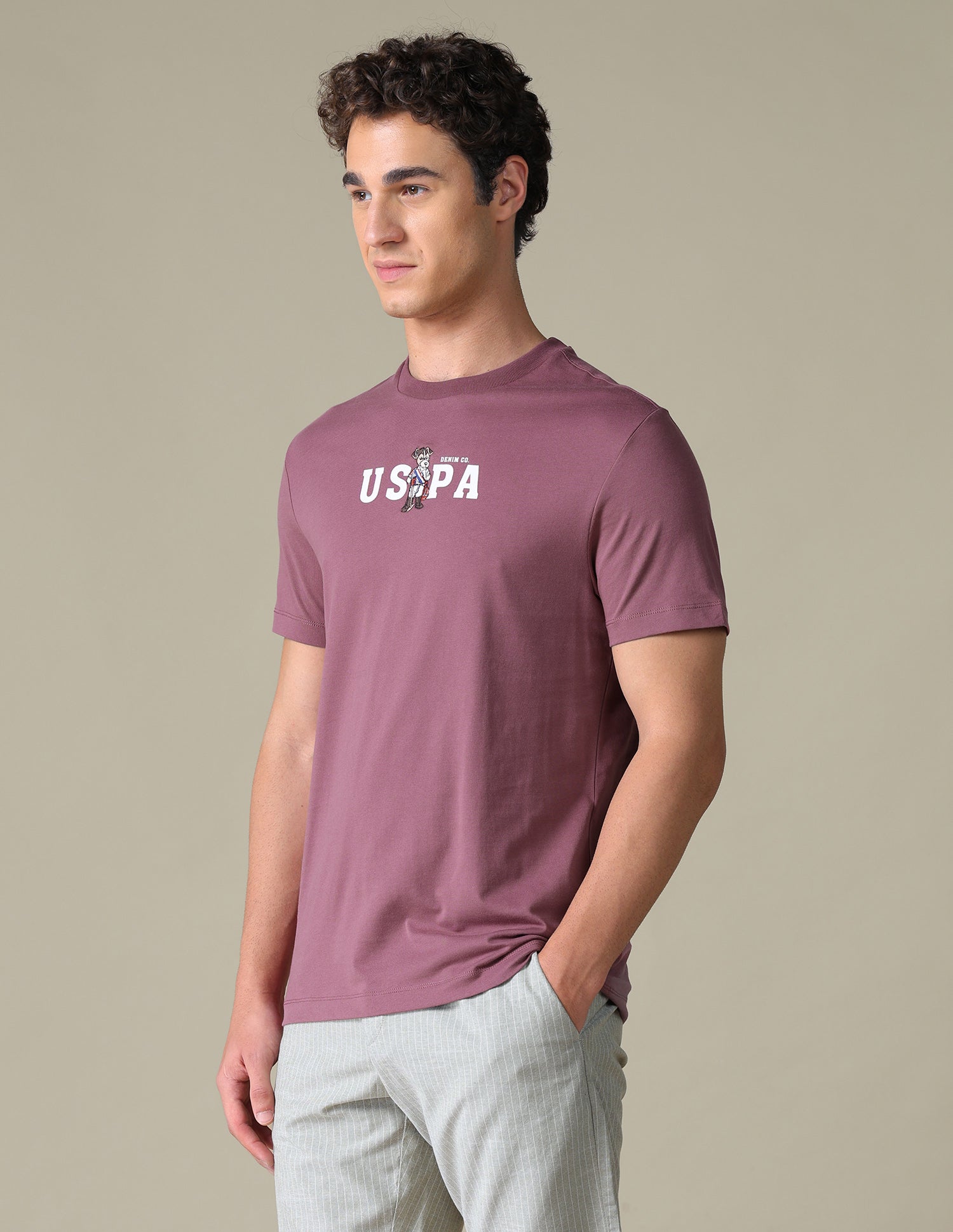 Graphic Printed Slim Fit T-Shirt Pink - U.S. Polo Assn. India | Large