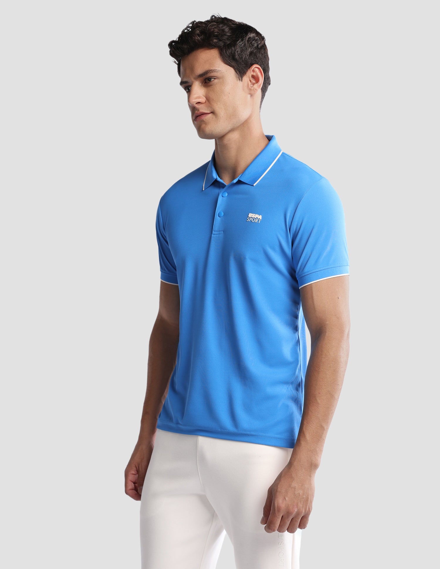 Solid Regular Fit Active Polo Shirt Blue - U.S. Polo Assn. India | Large