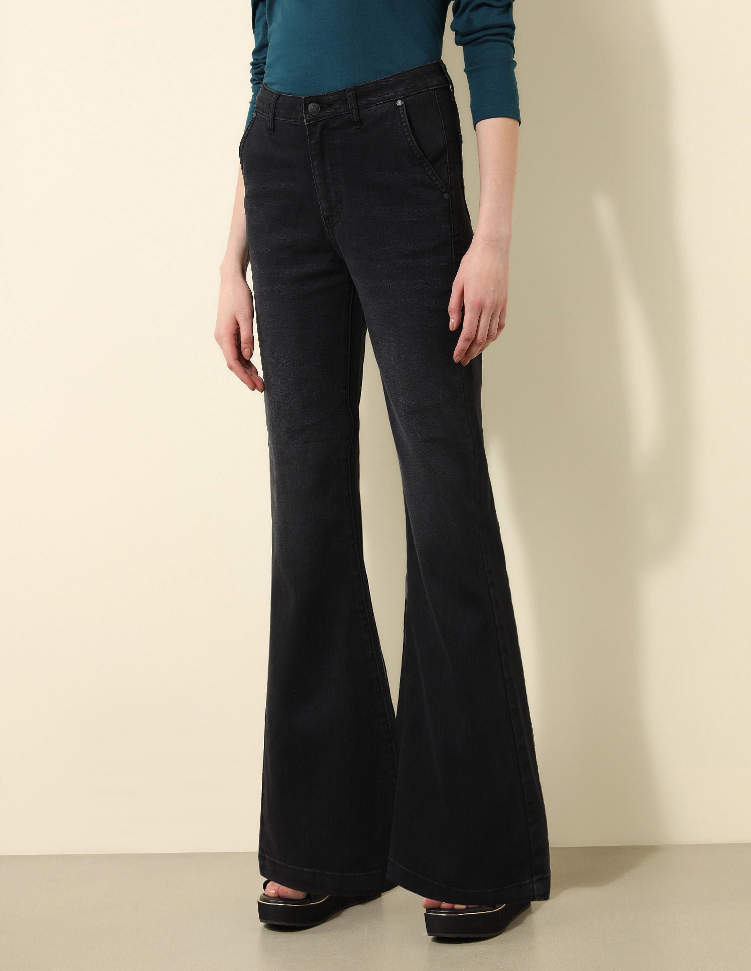 High Rise Flared Fit Jeans Dark Grey - U.S. POLO ASSN. | Large