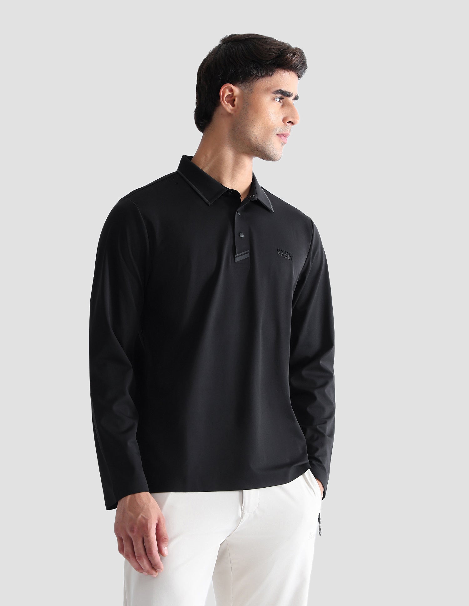 Solid Regular Fit Active Polo Shirt Black - U.S. Polo Assn. India | Large