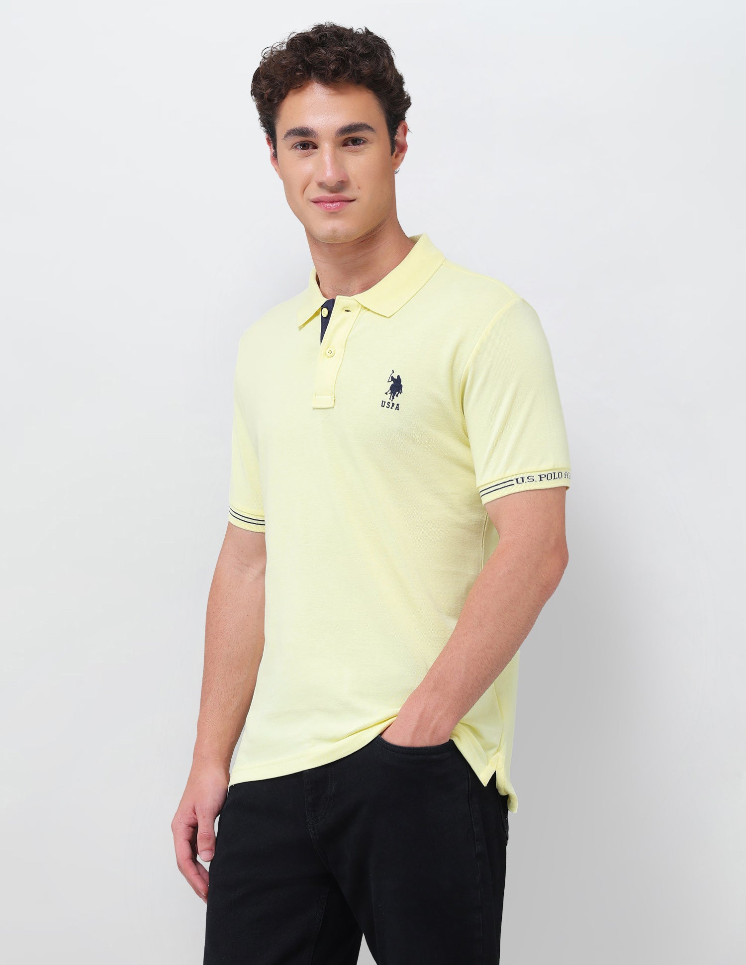 Solid Regular Fit Polo Shirt Yellow - U.S. Polo Assn. India | Large