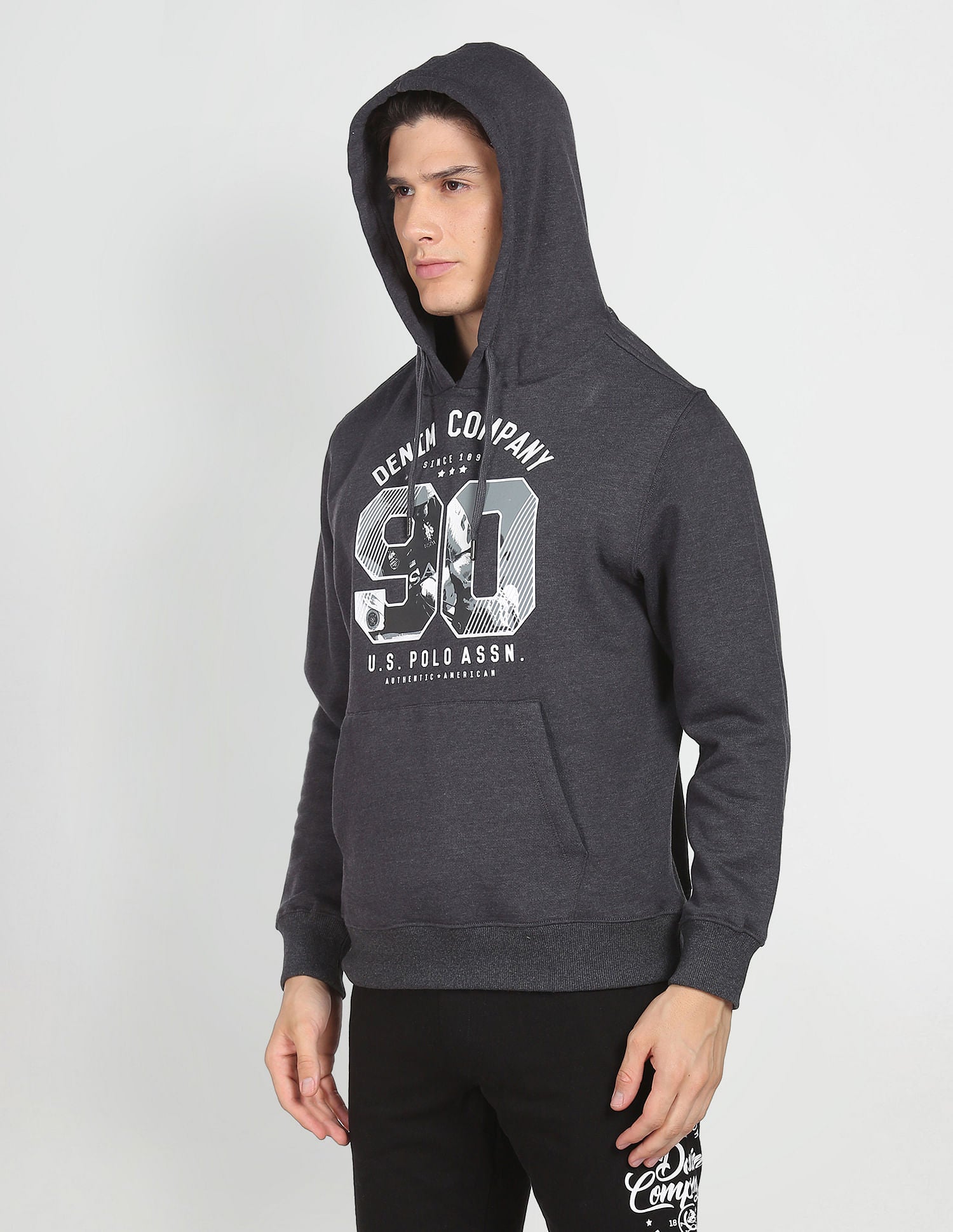 Hooded Graphic Print Sweatshirt Charcoal - U.S. POLO ASSN. | Large