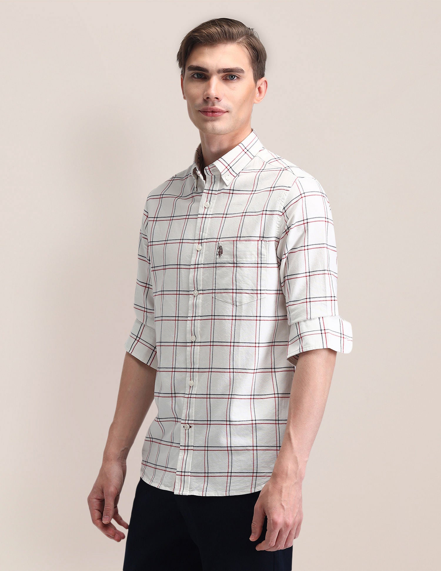 Plaid Check Oxford Shirt White - U.S. POLO ASSN. | Large