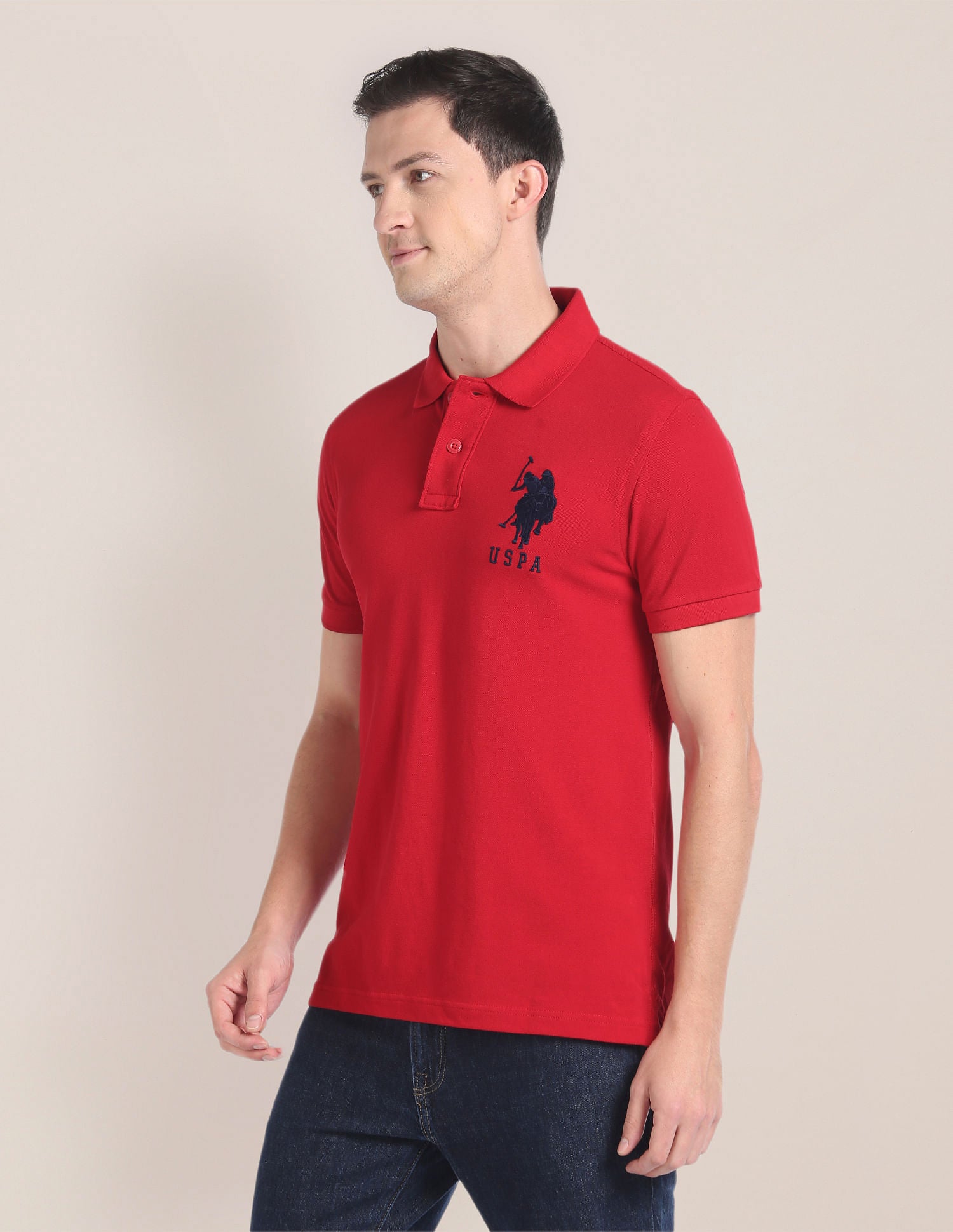 Embroidered Logo Pique Polo Shirt Red - U.S. POLO ASSN. | Large