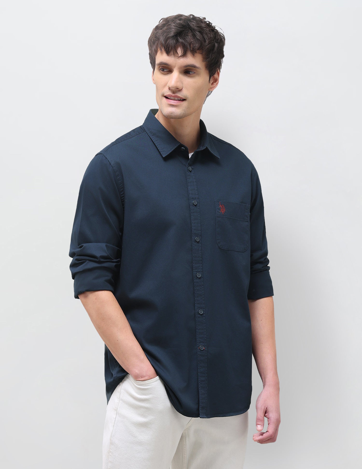 Twill Solid Shirt Navy - U.S. Polo Assn. India | Large