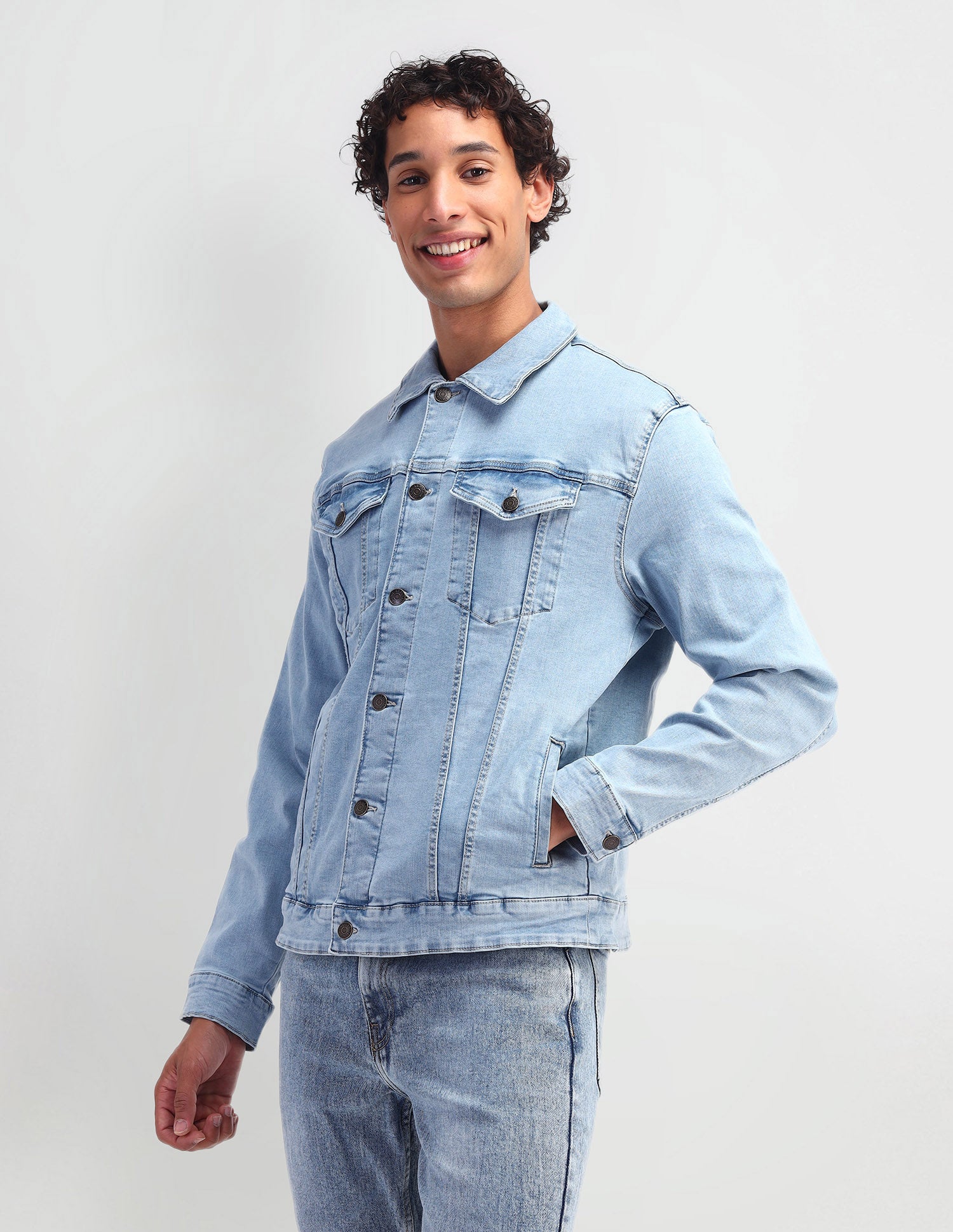 Solid Regular Fit Jacket Blue - U.S. Polo Assn. India | Large