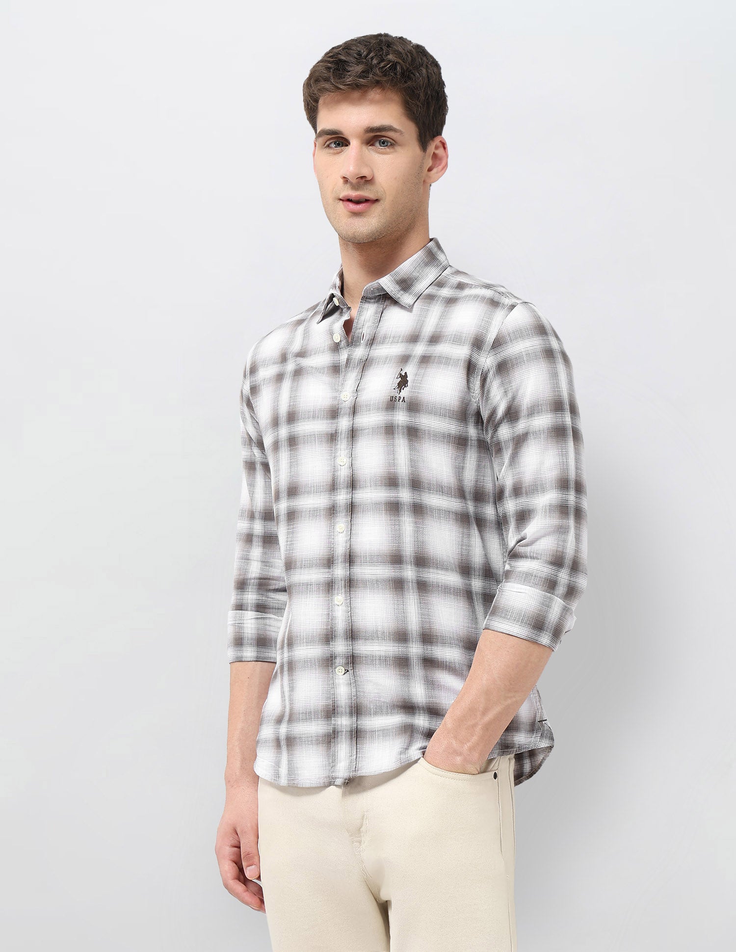 Tartan Checked Regular Fit Shirt Dark Brown - U.S. POLO ASSN. | Large