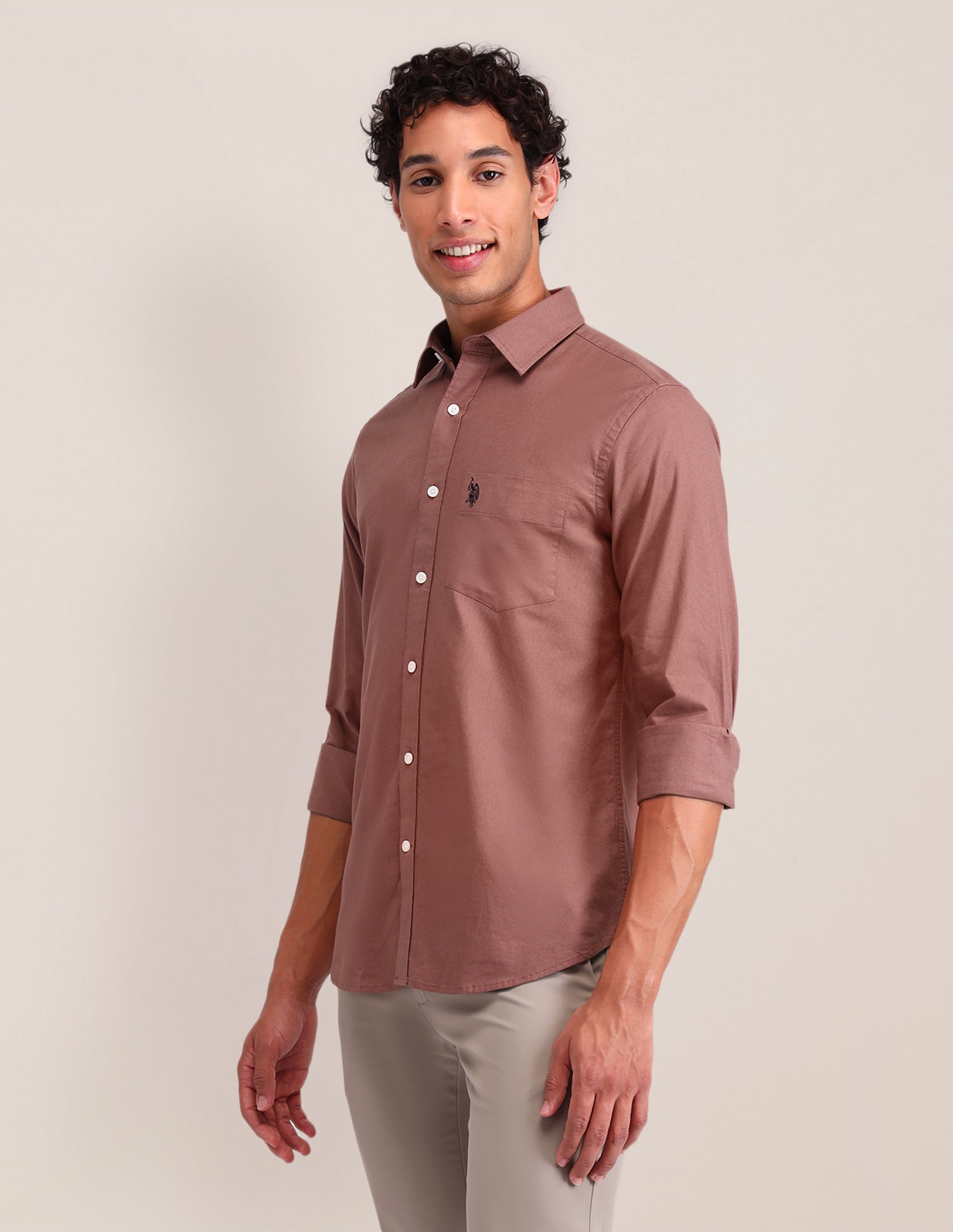 Solid Tailored Fit Shirt Pink - U.S. POLO ASSN. | Large