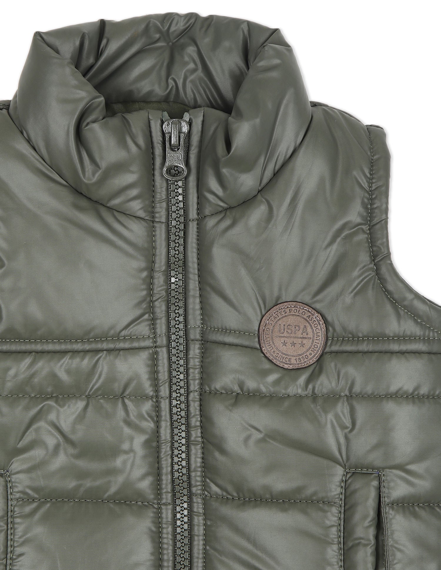 High Neck Sleeveless Puffer Jacket Olive - U.S. POLO ASSN. | Large