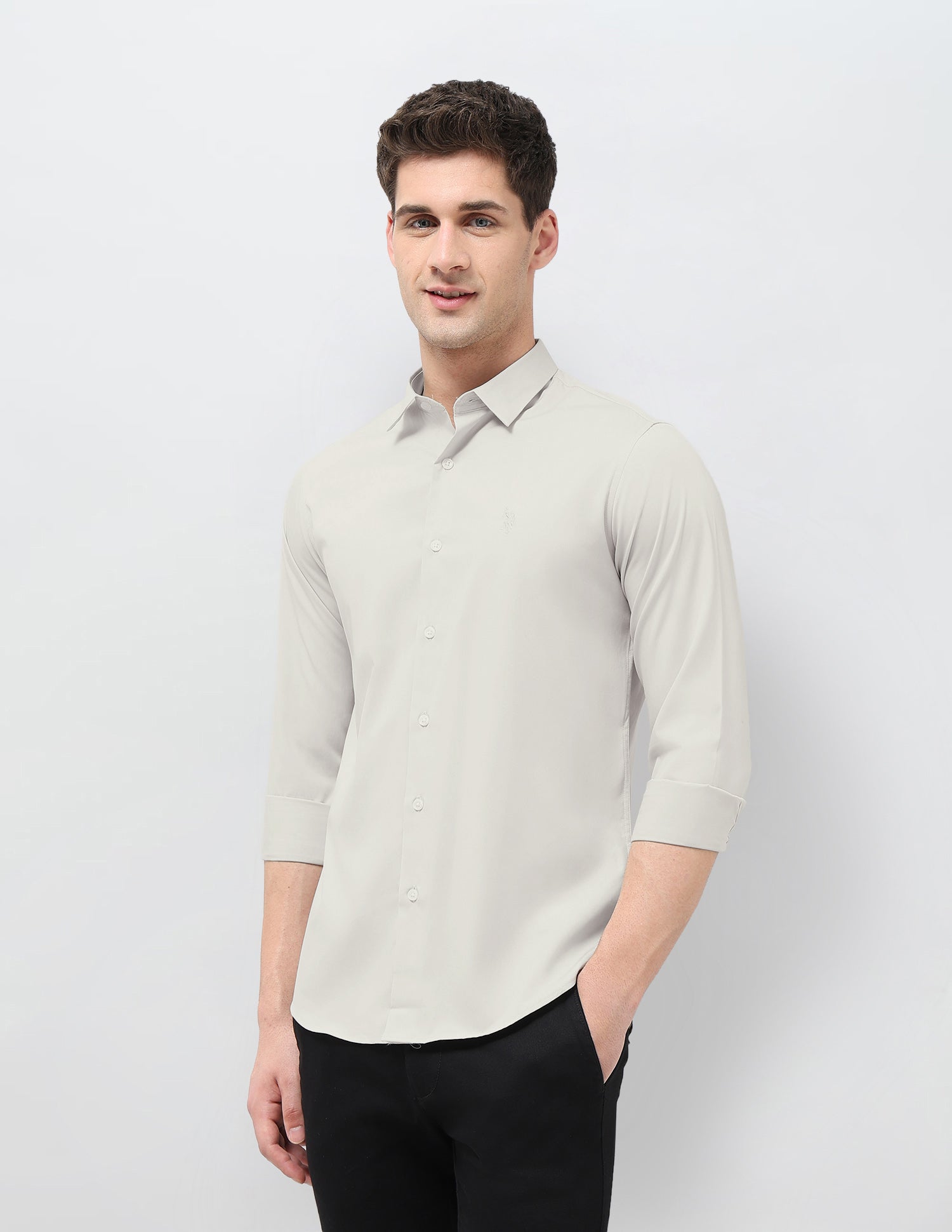 Poplin Tailored Fit Shirt Ivory - U.S. POLO ASSN. | Large