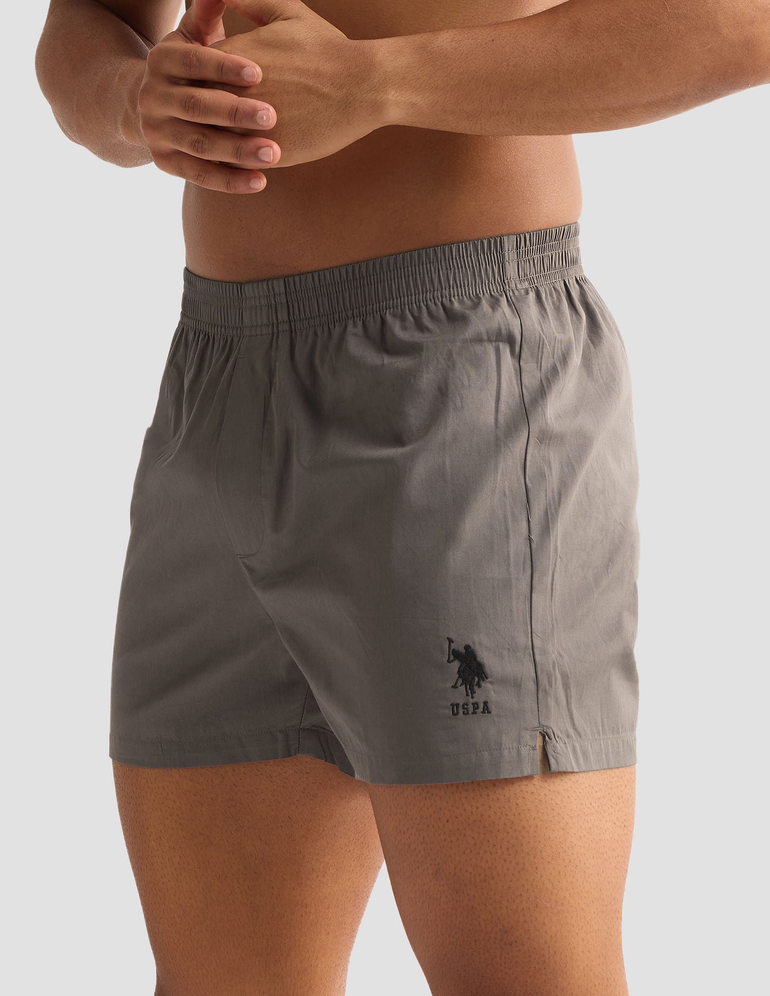 Pure Cotton OEX04 Boxer Shorts - Pack Of 1 Steel Grey - U.S. POLO ASSN. | Large