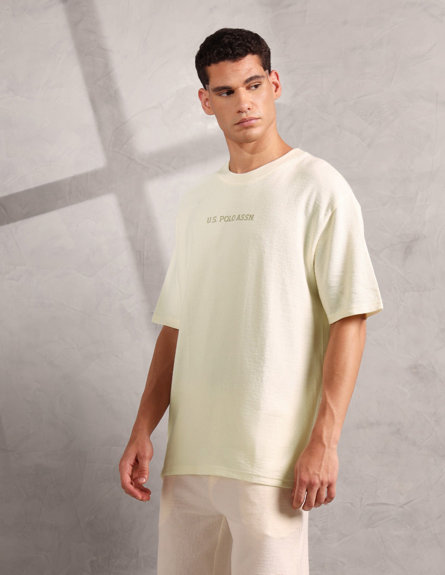 Pure Cotton Oversized Fit PE004 Lounge T-Shirt - Pack Of 1 Vanilla Ice - U.S. POLO ASSN. | Large