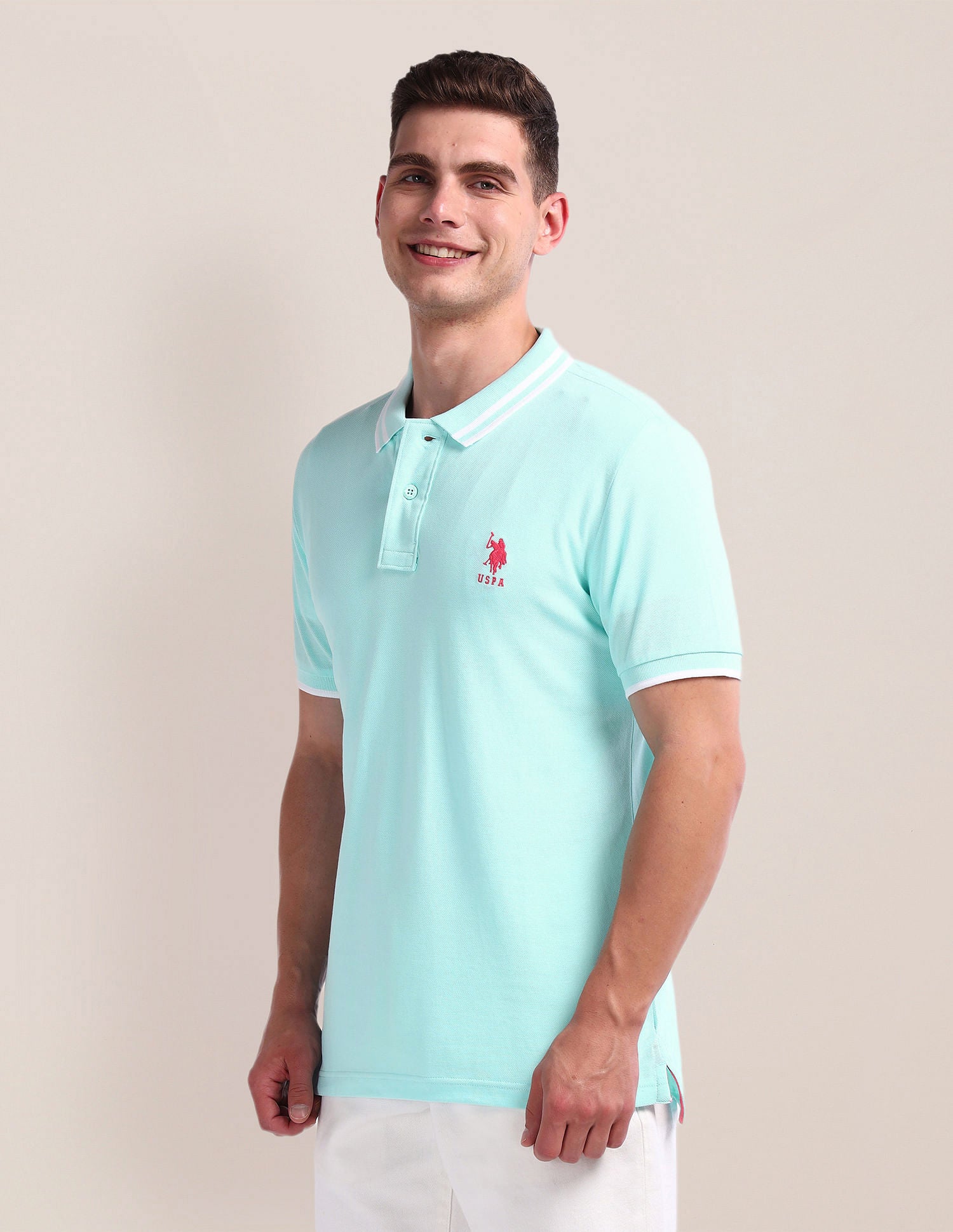 Solid Slim Fit Polo Shirt Blue - U.S. Polo Assn. India | Large
