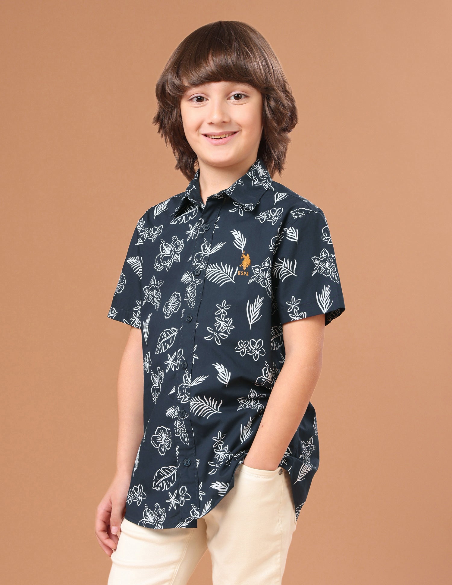 Floral Printed Regular Fit Shirt Navy - U.S. Polo Assn. India | Large