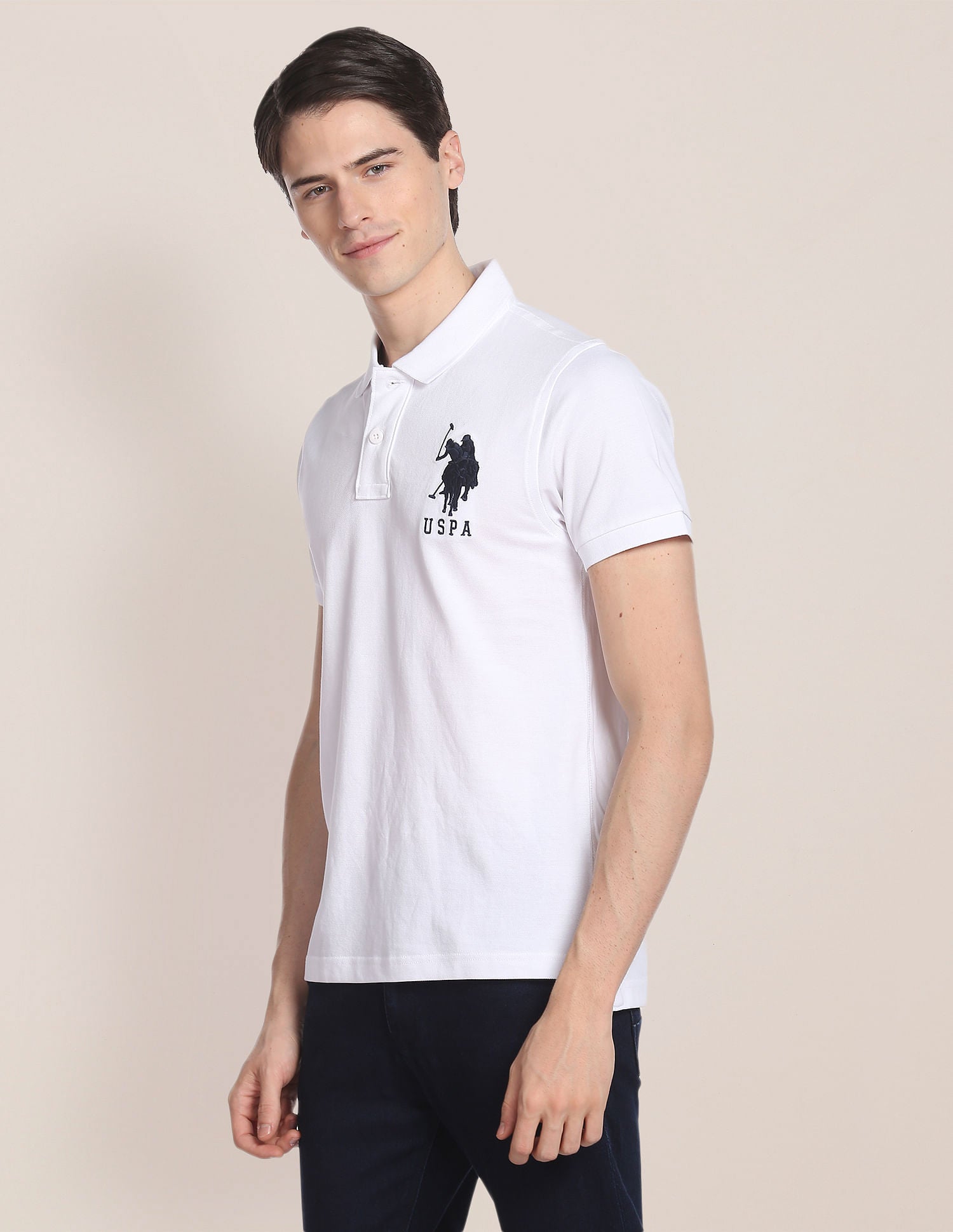 Compact Cotton Logo Polo Shirt White - U.S. Polo Assn. India | Large