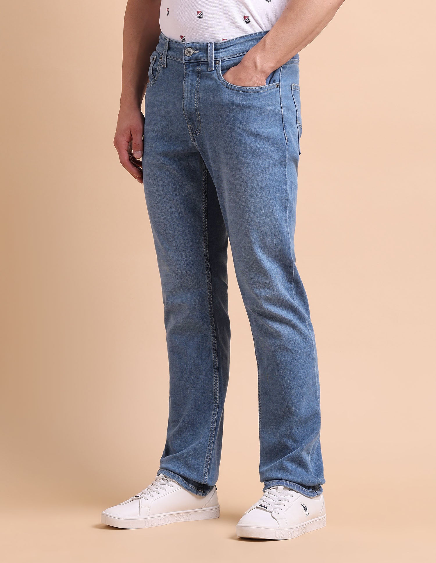 Harold Slim Straight Fit Blue Jeans Light Blue - U.S. POLO ASSN. | Large