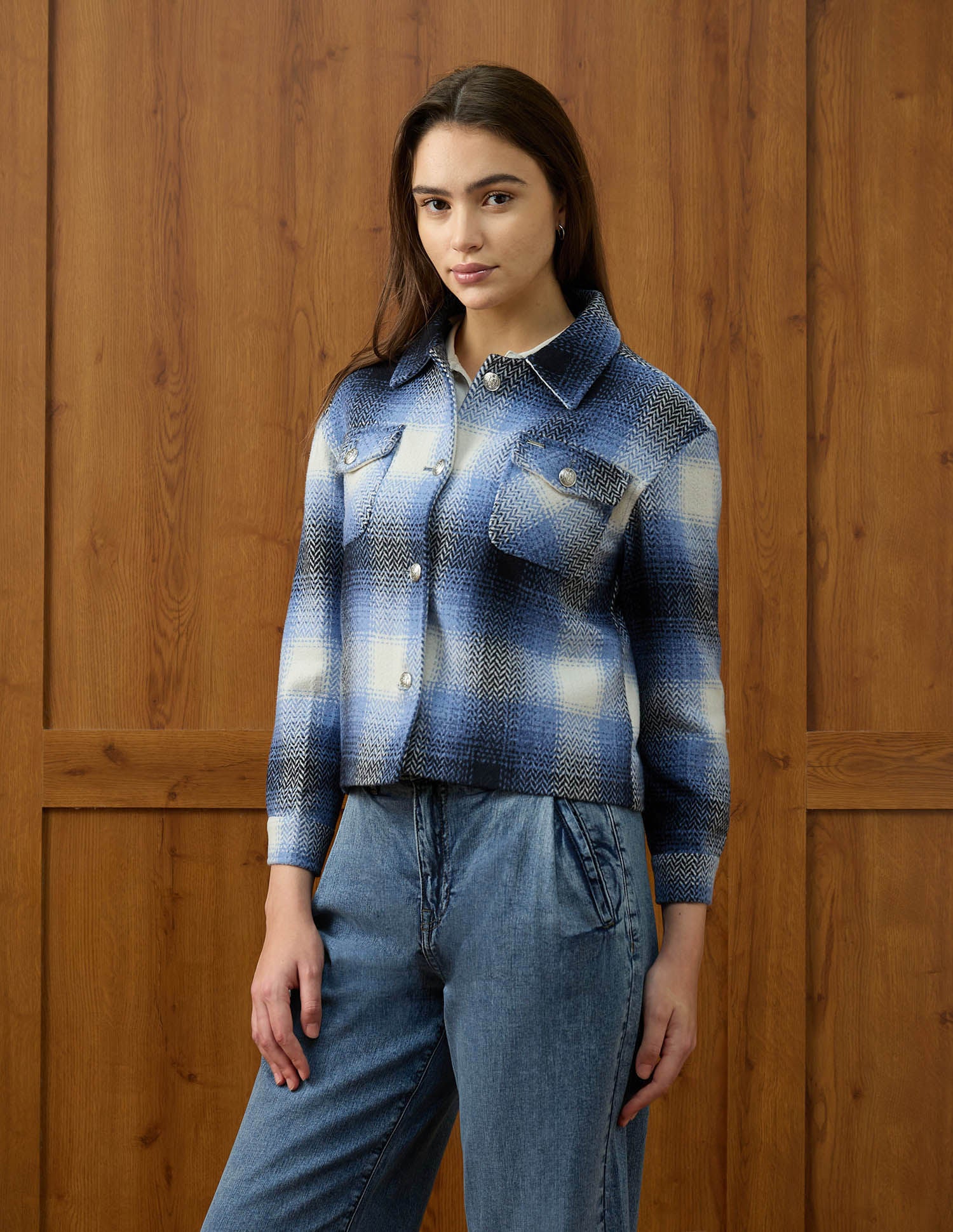 Checked Regular Fit Jacket Blue - U.S. POLO ASSN. | Large