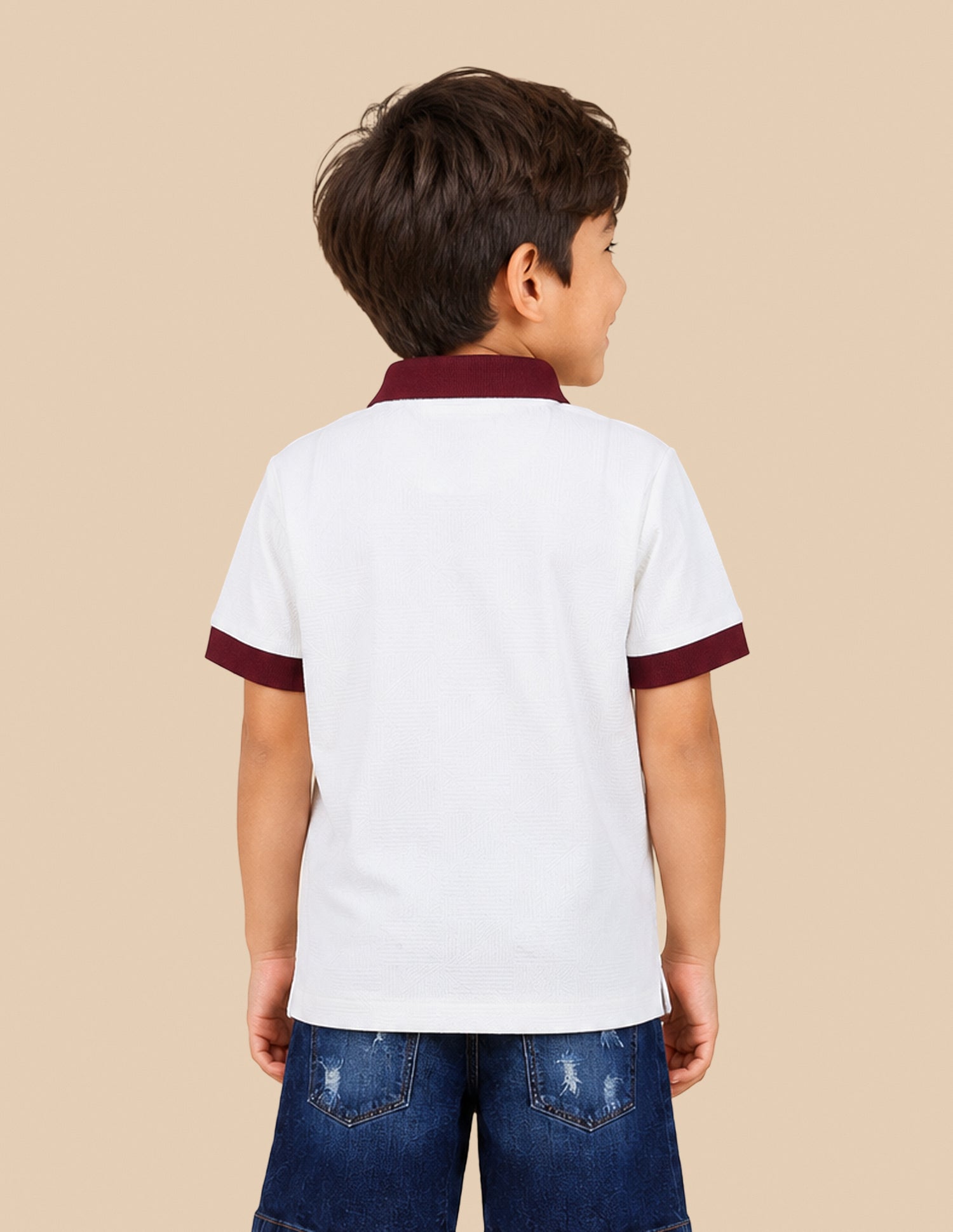 Self Design Geometric Regular Fit Polo Shirt White - U.S. Polo Assn. India | Large