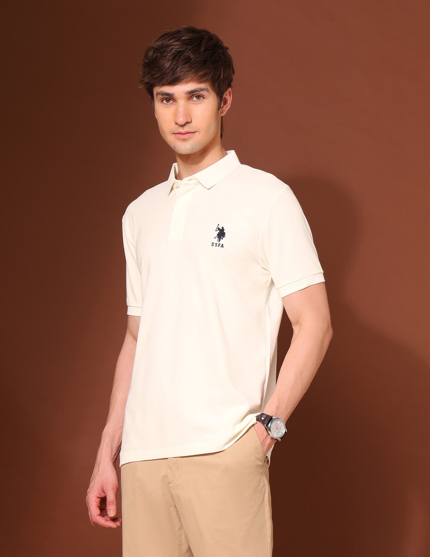 Slim Fit Work And Wander Polo Shirt Off White - U.S. Polo Assn. India | Large