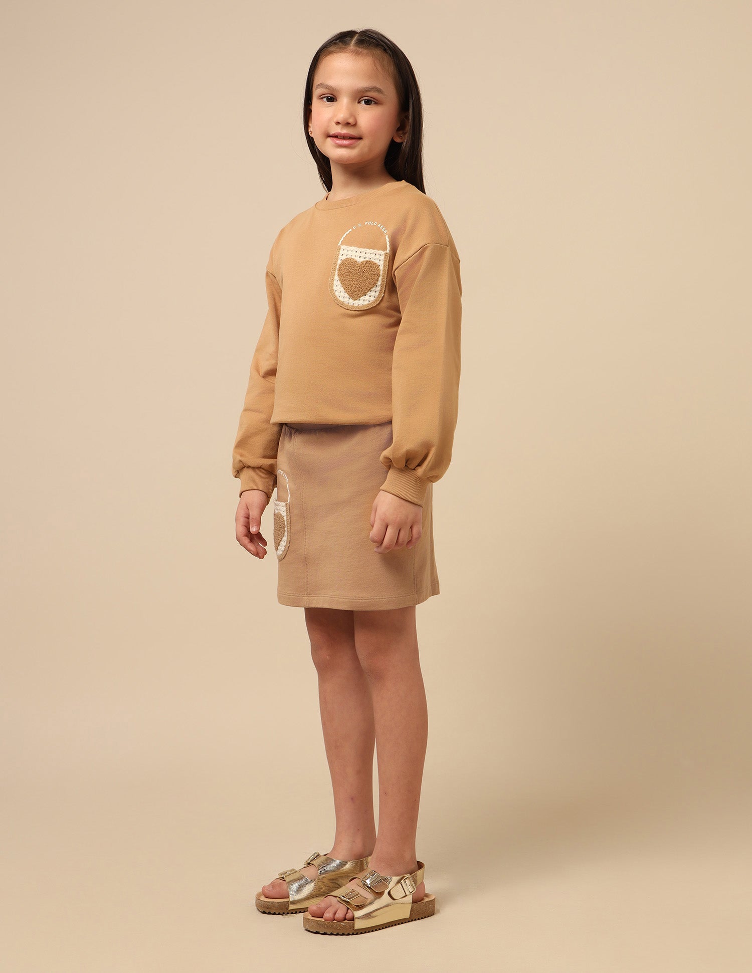 Girls Solid A-Line Skirt Light Brown - U.S. POLO ASSN. | Large