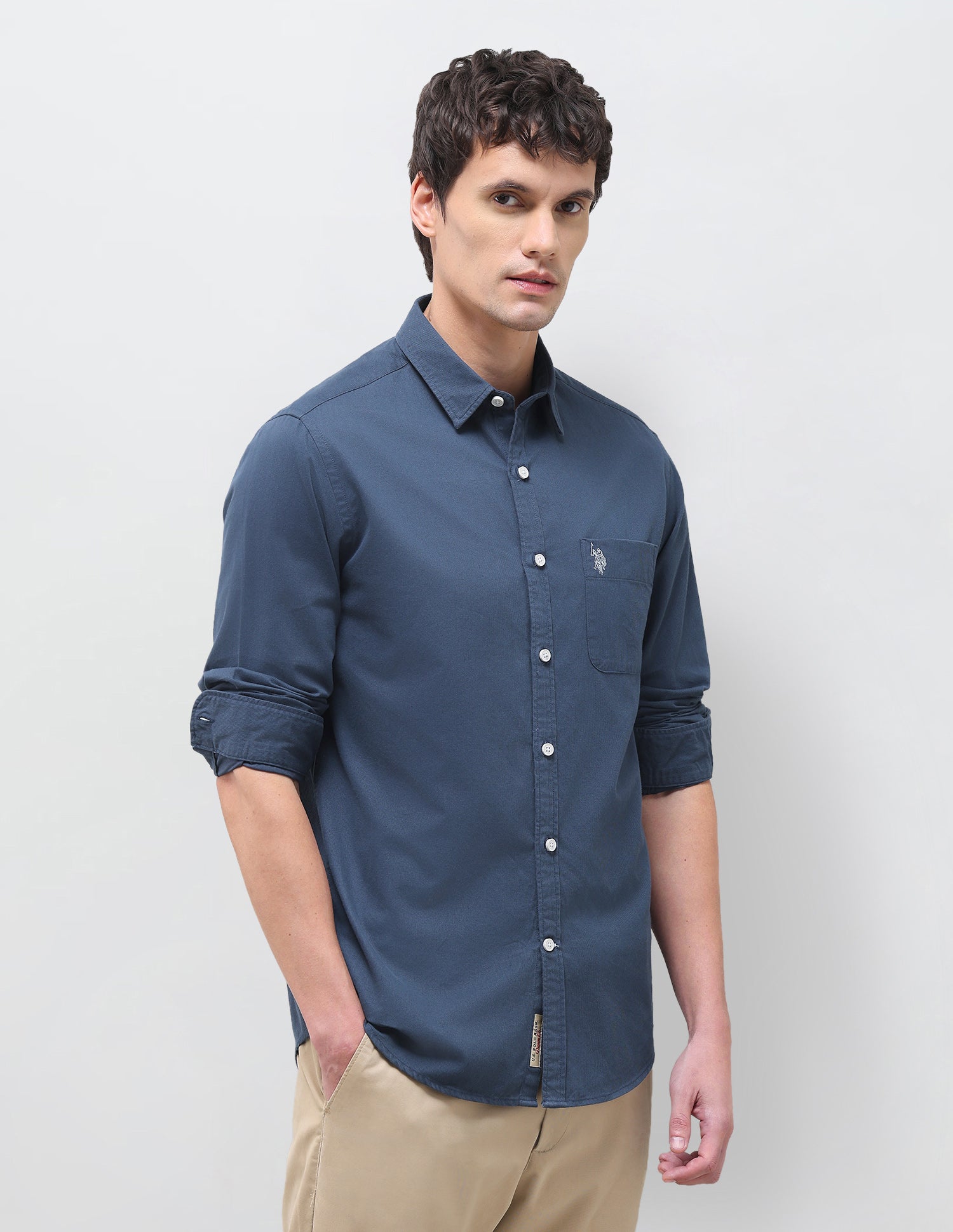Solid Regular Fit Shirt Blue - U.S. Polo Assn. India | Large