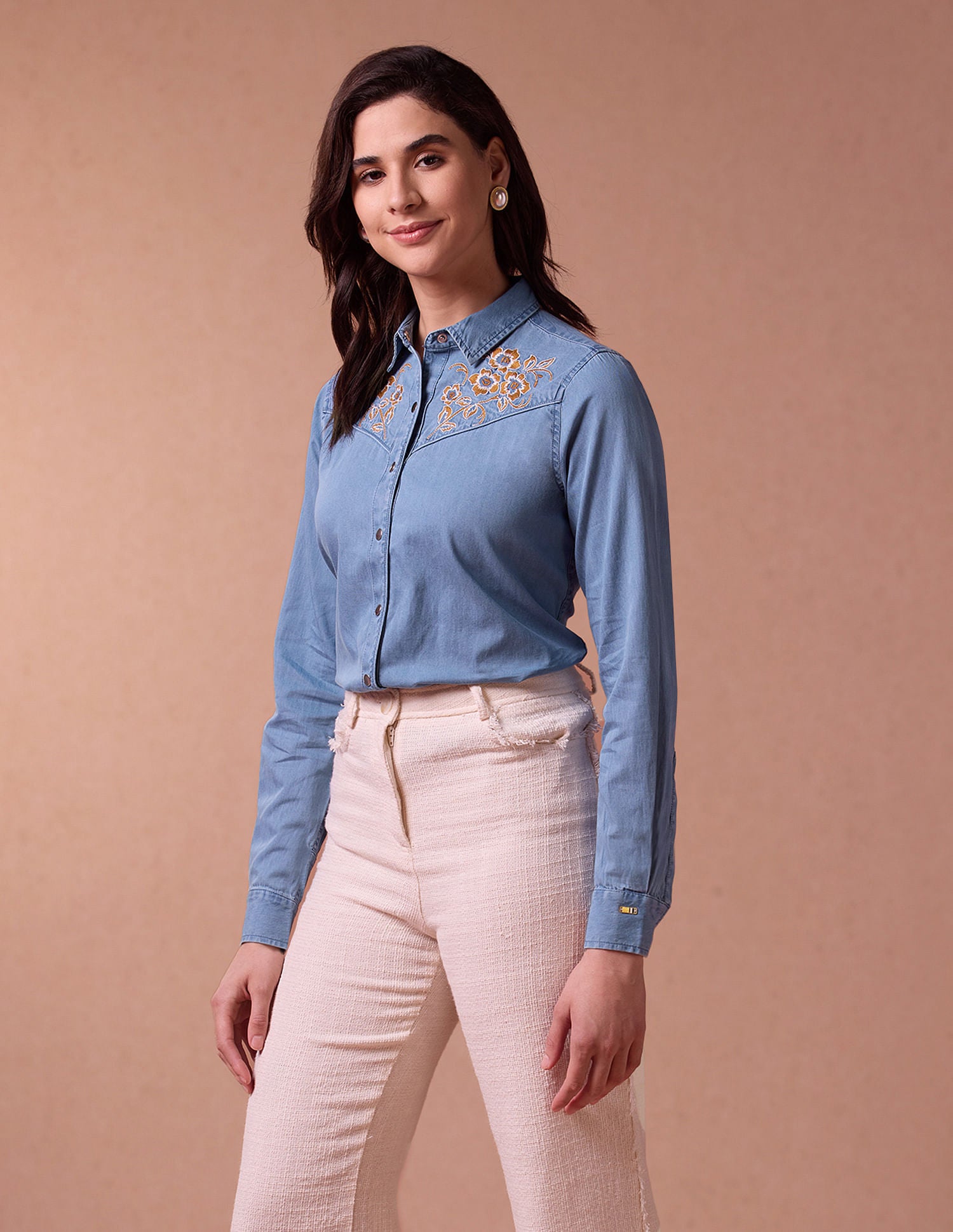 Embroidered Yoke Denim Shirt Blue - U.S. POLO ASSN. | Large