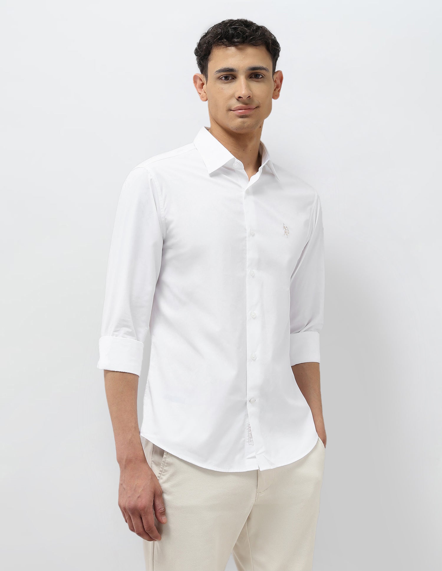 Dobby Tailored Fit Shirt White - U.S. POLO ASSN. | Large