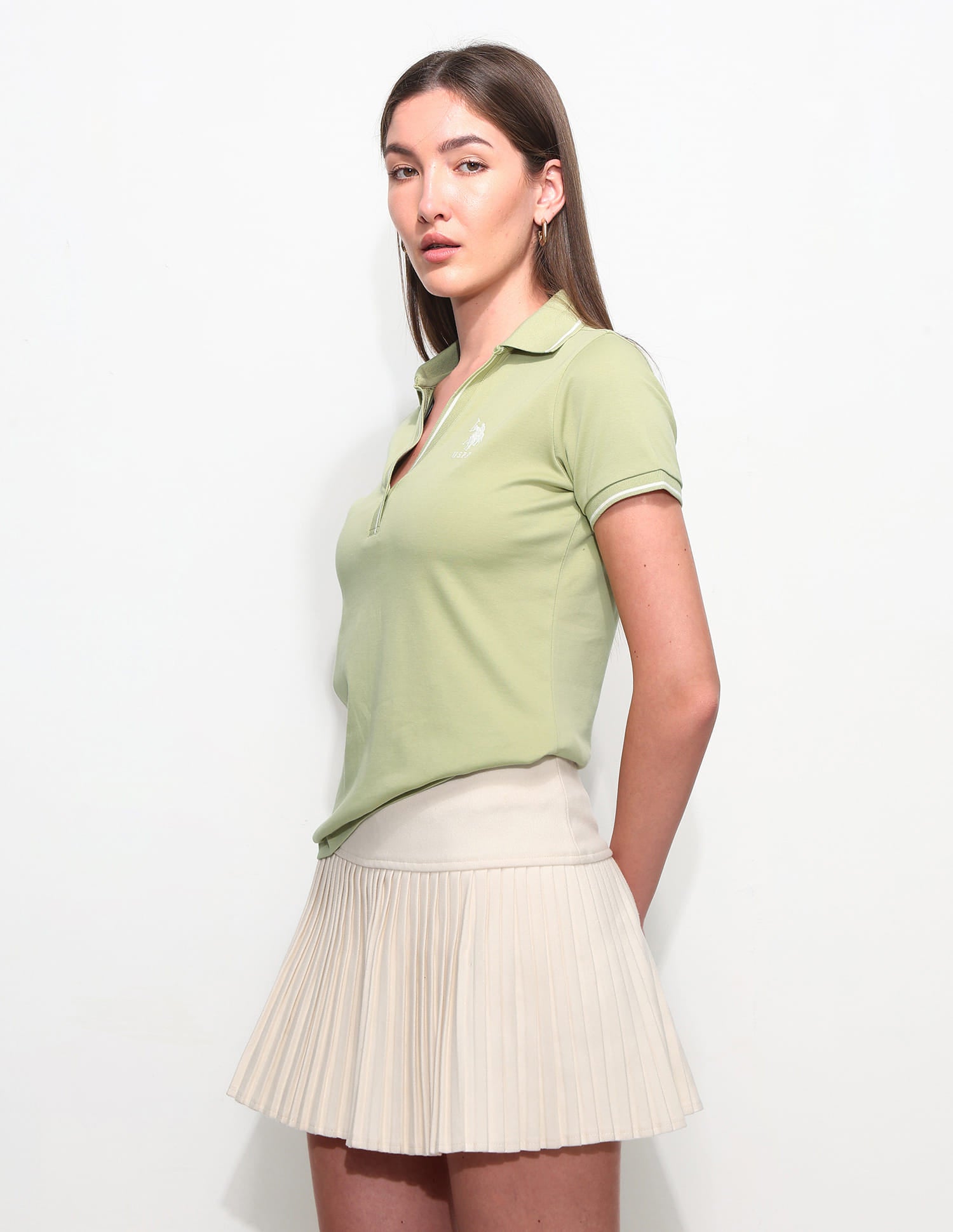 Regular Fit Solid Polo Shirt Green - U.S. Polo Assn. India | Large