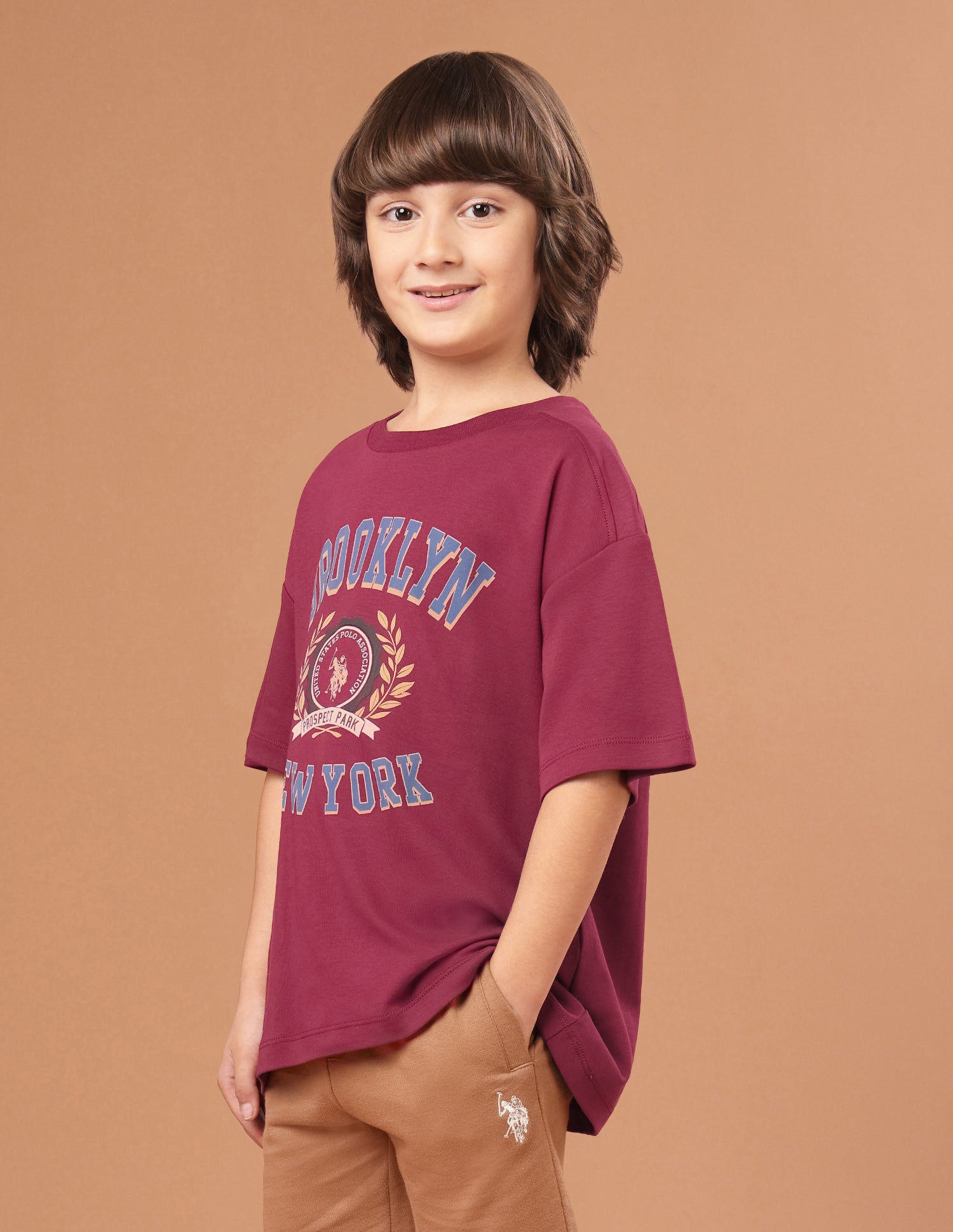 Graphic Printed Oversized Fit T-Shirt Maroon - U.S. Polo Assn. India | Large