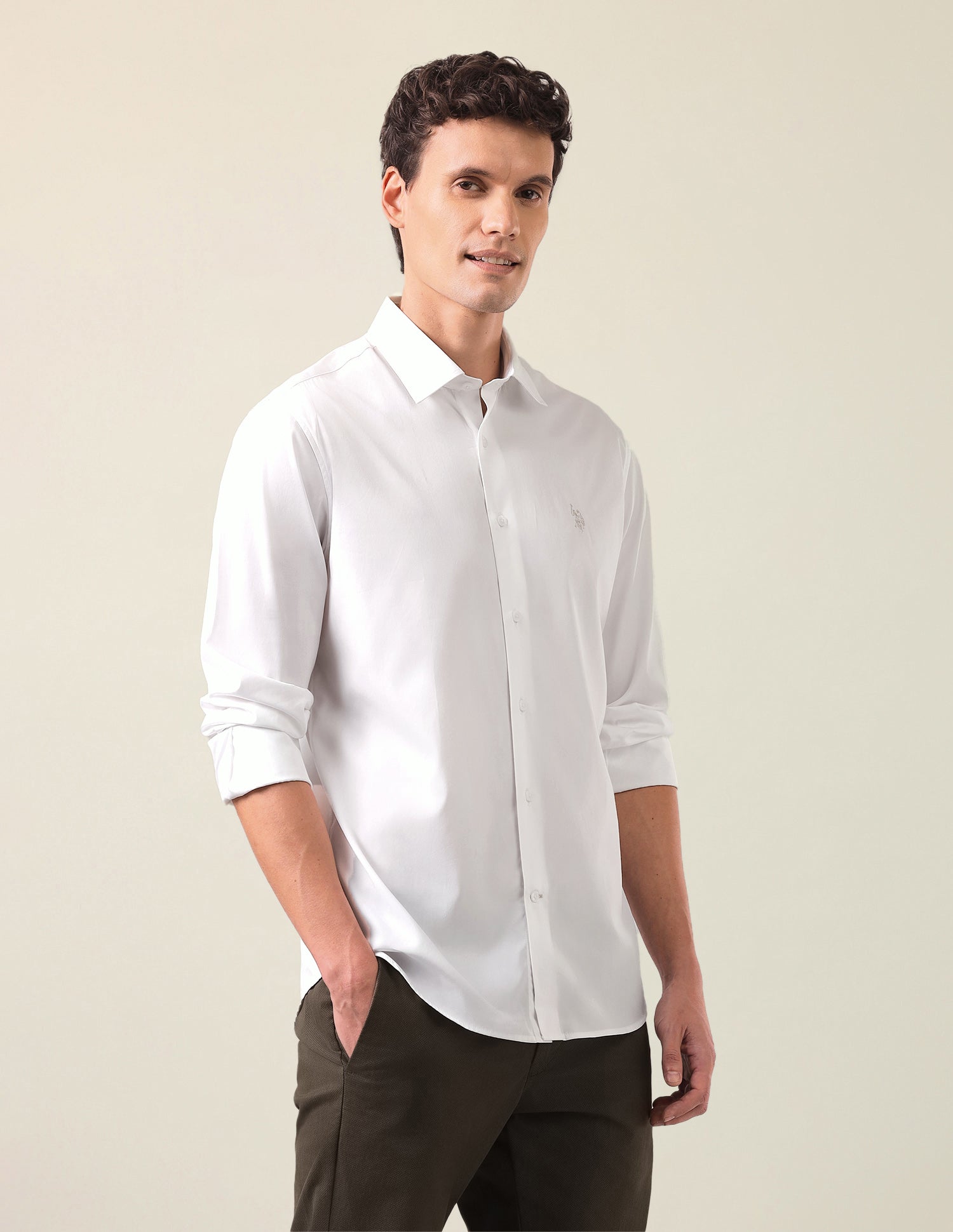 Solid Tailored Fit Shirt White - U.S. Polo Assn. India | Large
