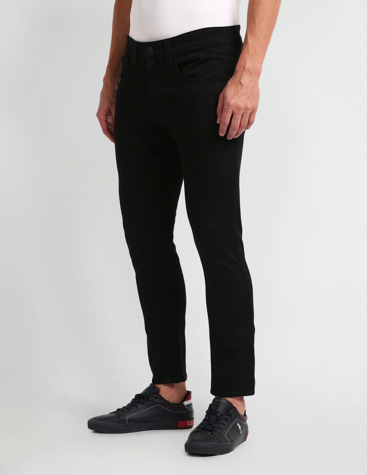 Henry Tapered Cropped Fit Black Jeans Black - U.S. POLO ASSN. | Large