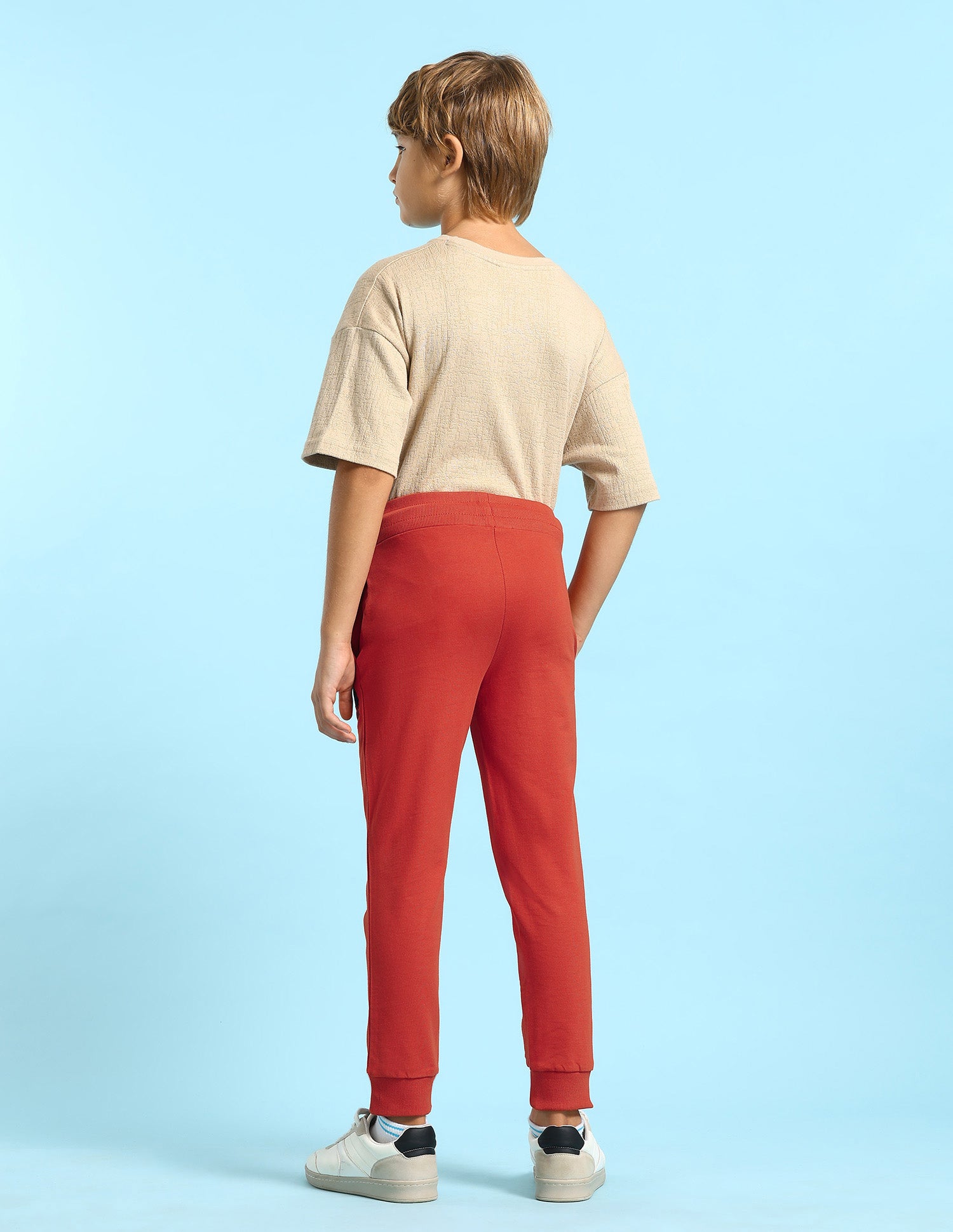 Boys Pure Cotton Solid Joggers Dark Orange - U.S. POLO ASSN. | Large