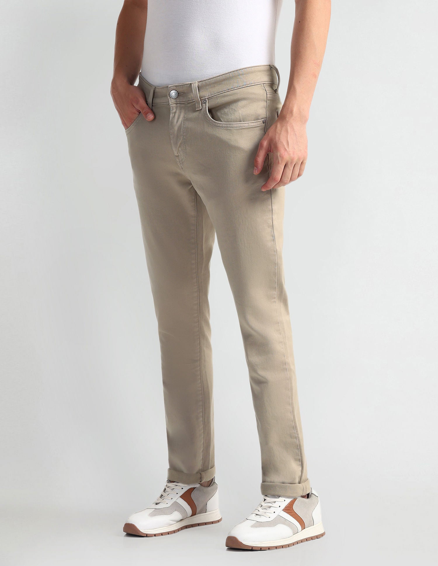 Harold Slim Straight Fit Beige Jeans Beige - U.S. Polo Assn. India | Large