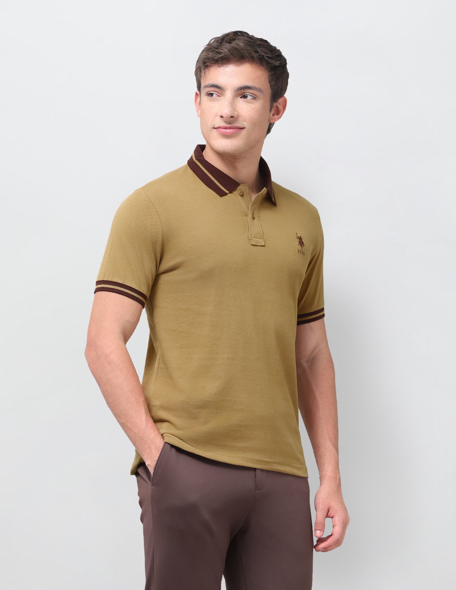 Solid Regular Fit Polo Shirt Mustard - U.S. Polo Assn. India | Large