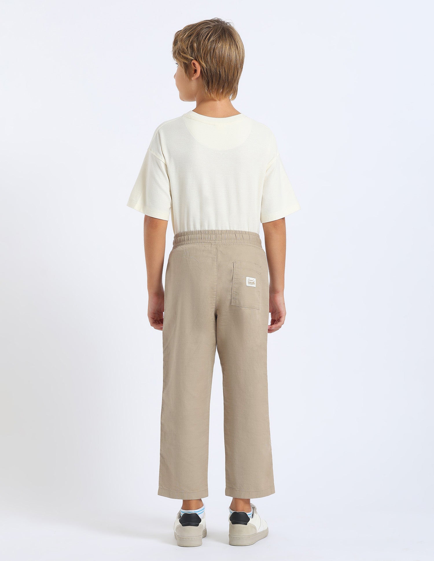Boys Solid Relaxed Fit Trousers Light Khaki - U.S. POLO ASSN. | Large
