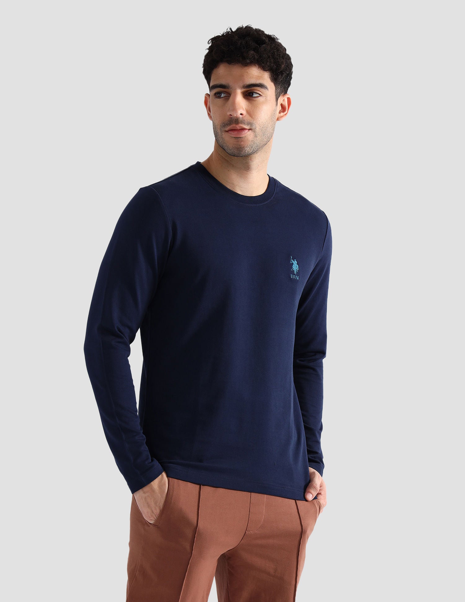 Round Neck Pure Cotton Lounge T-Shirt Navy - U.S. POLO ASSN. | Large