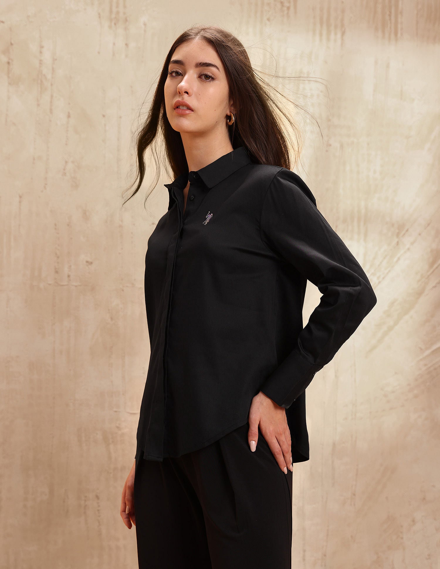 Regular Fit Solid Shirt Black - U.S. POLO ASSN. | Large