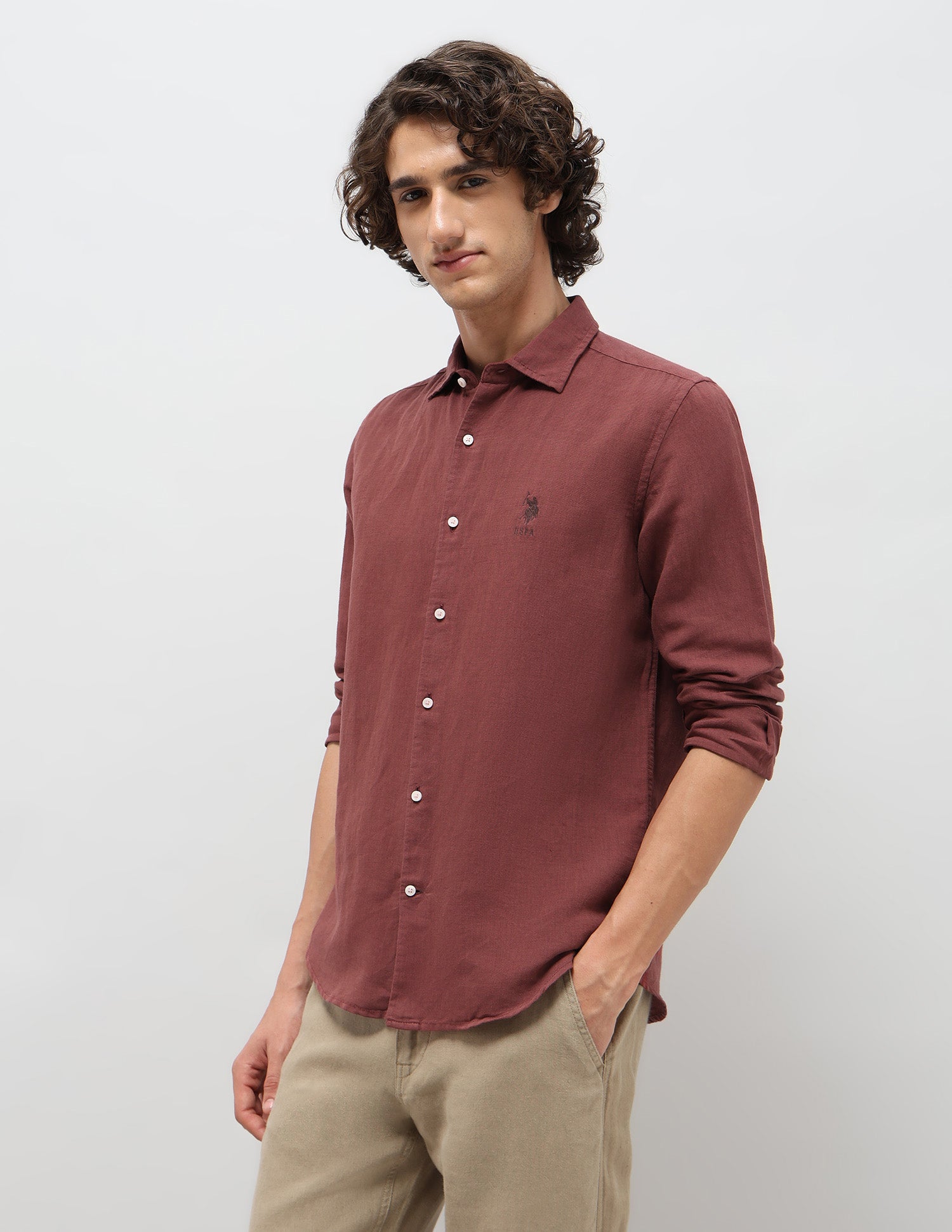 Solid Regular Fit Shirt Rust - U.S. Polo Assn. India | Large