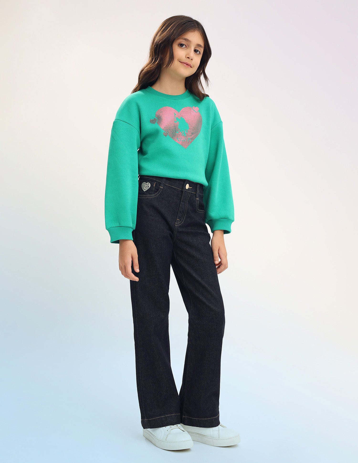 Girls Bootcut Fit Blue Jeans Blue - U.S. POLO ASSN. | Large