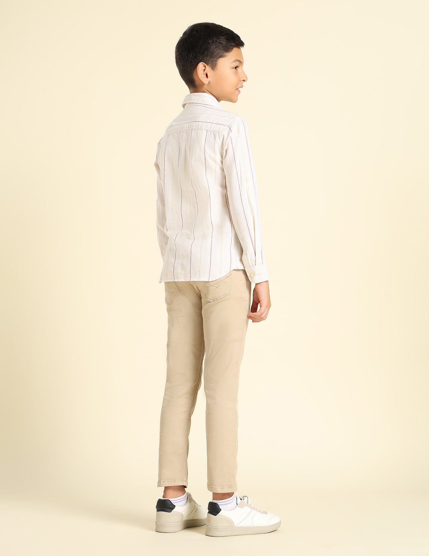 Boys Vertical Striped Regular Fit Shirt Yellow - U.S. POLO ASSN. | Large