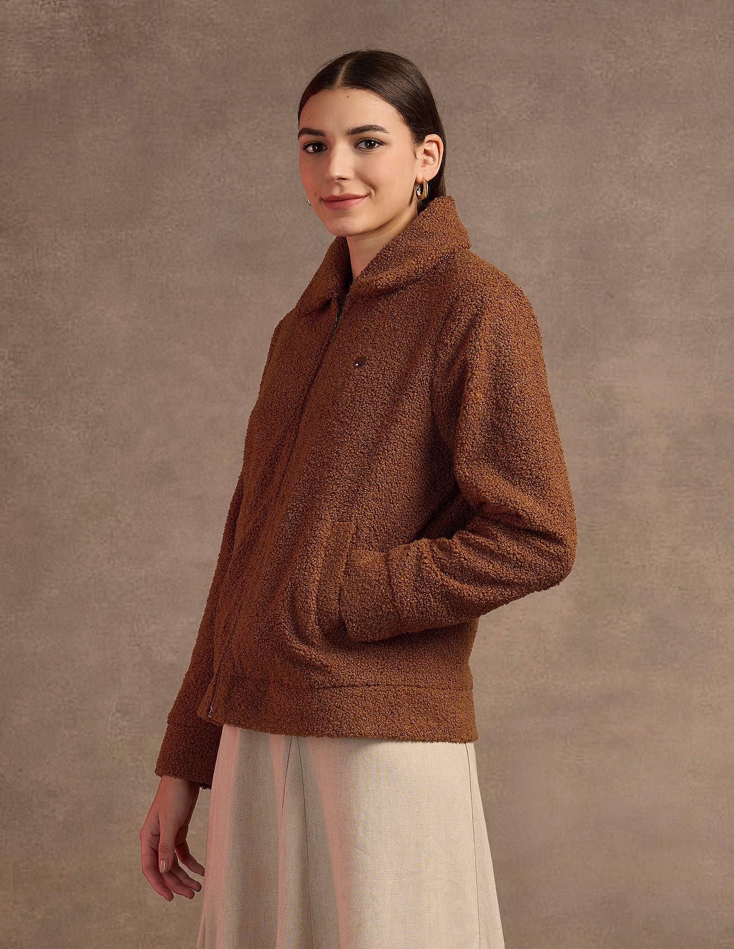 Teddy Fabric Regullar Jacket Rust - U.S. Polo Assn. India | Large